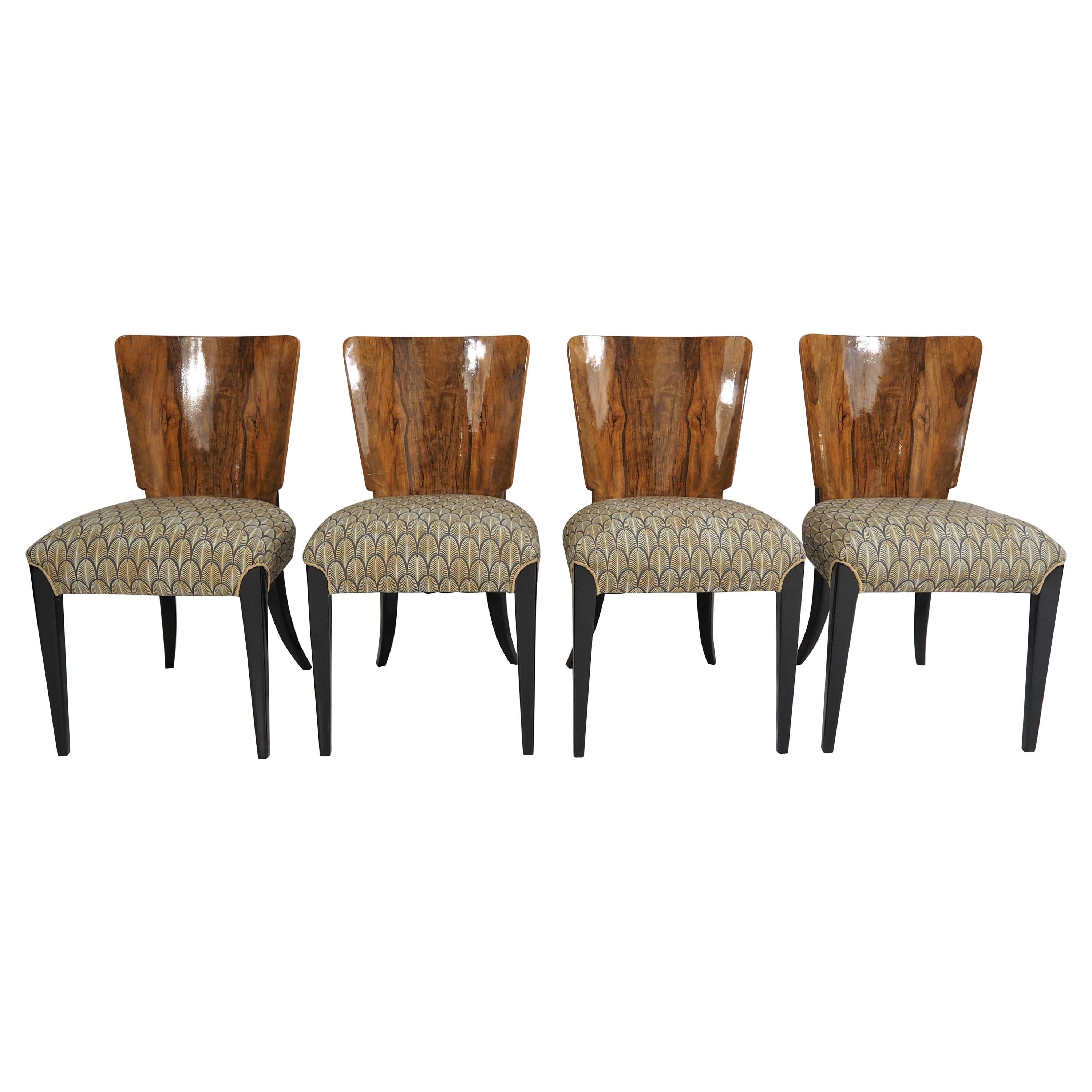 Vintage Art Deco Dining Chairs by Jindřich Halabala for Thonet, Set of 4