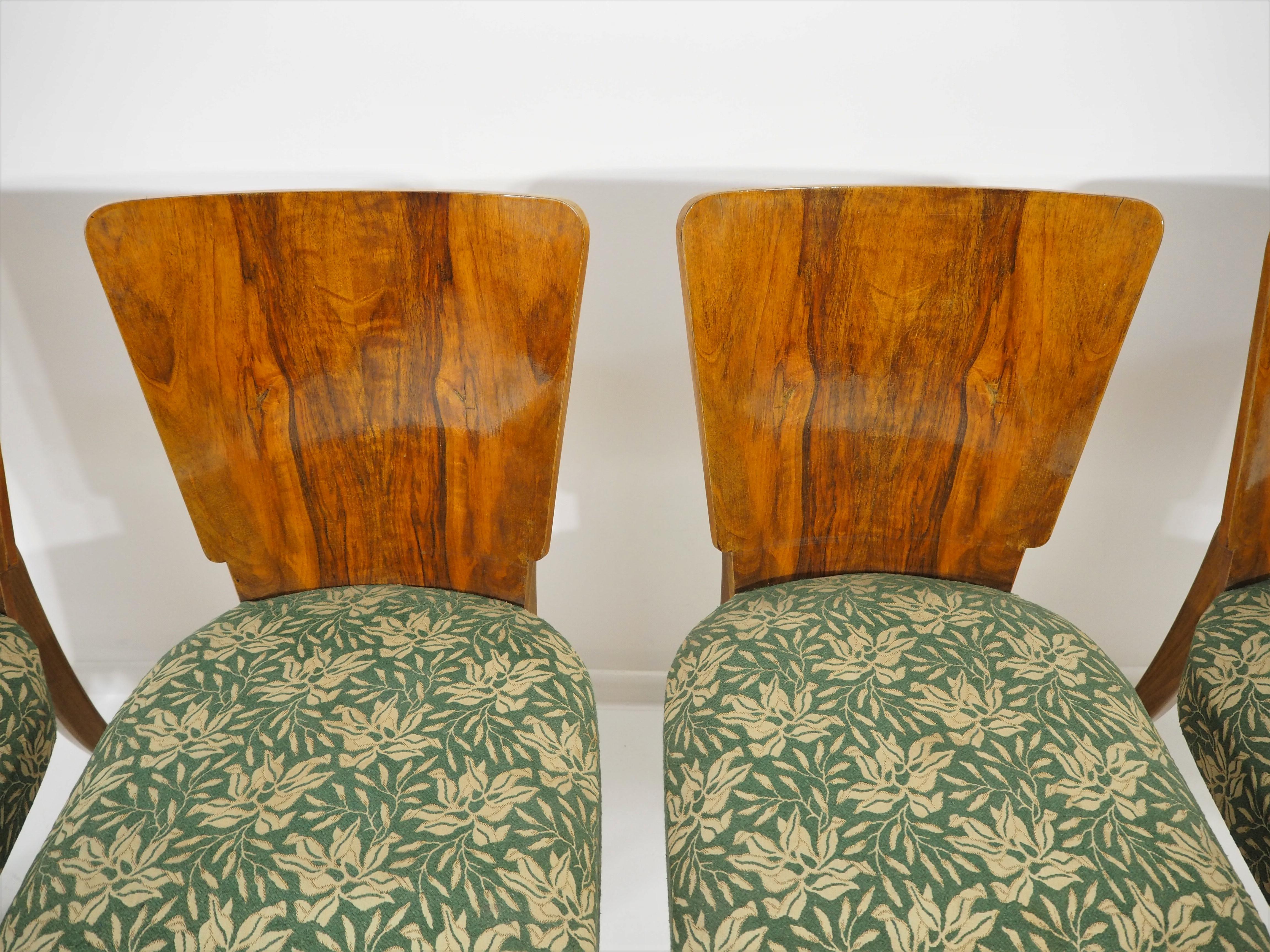 Czech Vintage Art Deco Dining Chairs by Jindřich Halabala, Set of 4