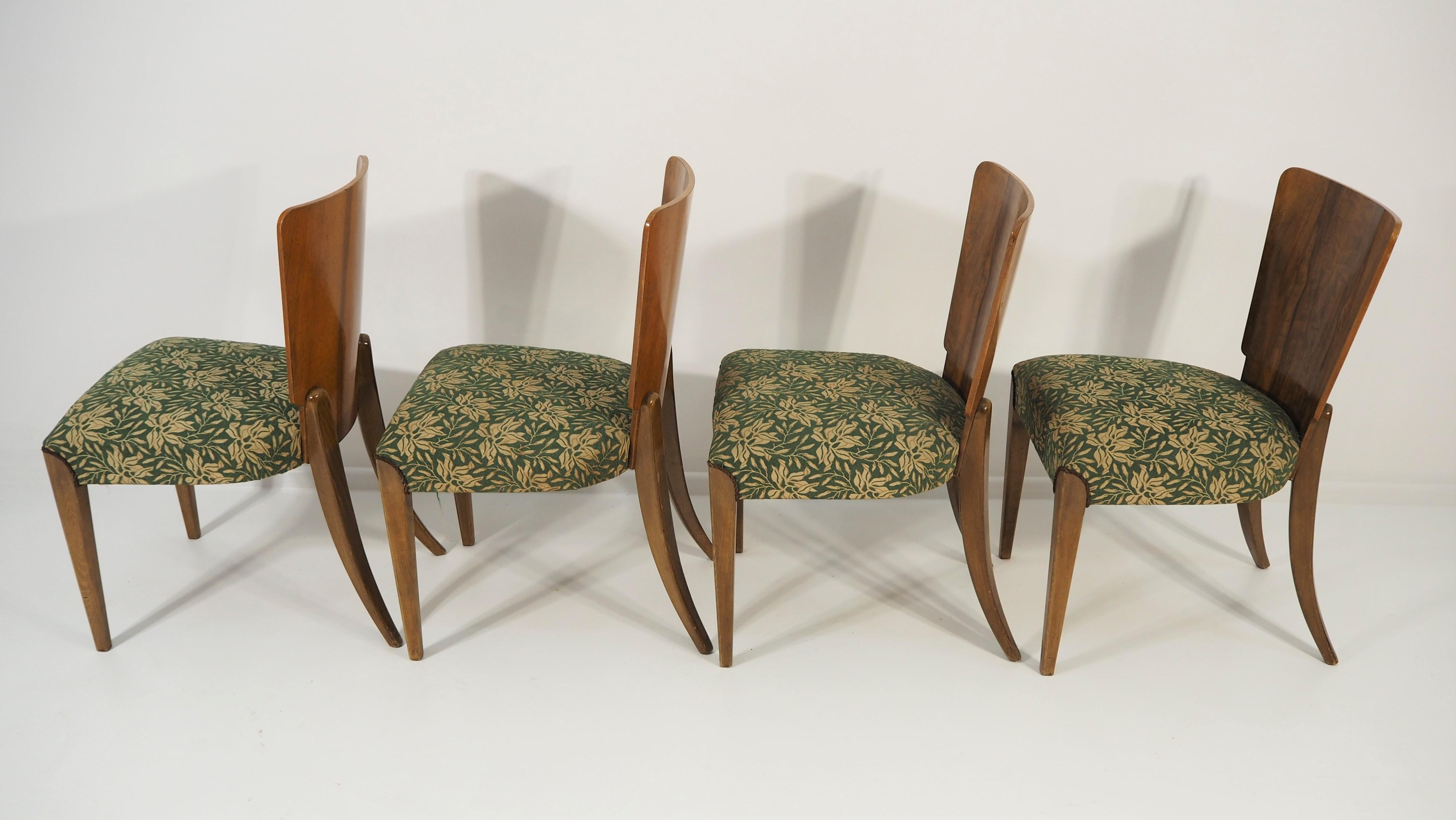 Vintage Art Deco Dining Chairs by Jindřich Halabala, Set of 4 In Good Condition In Bielsko Biala, slaskie