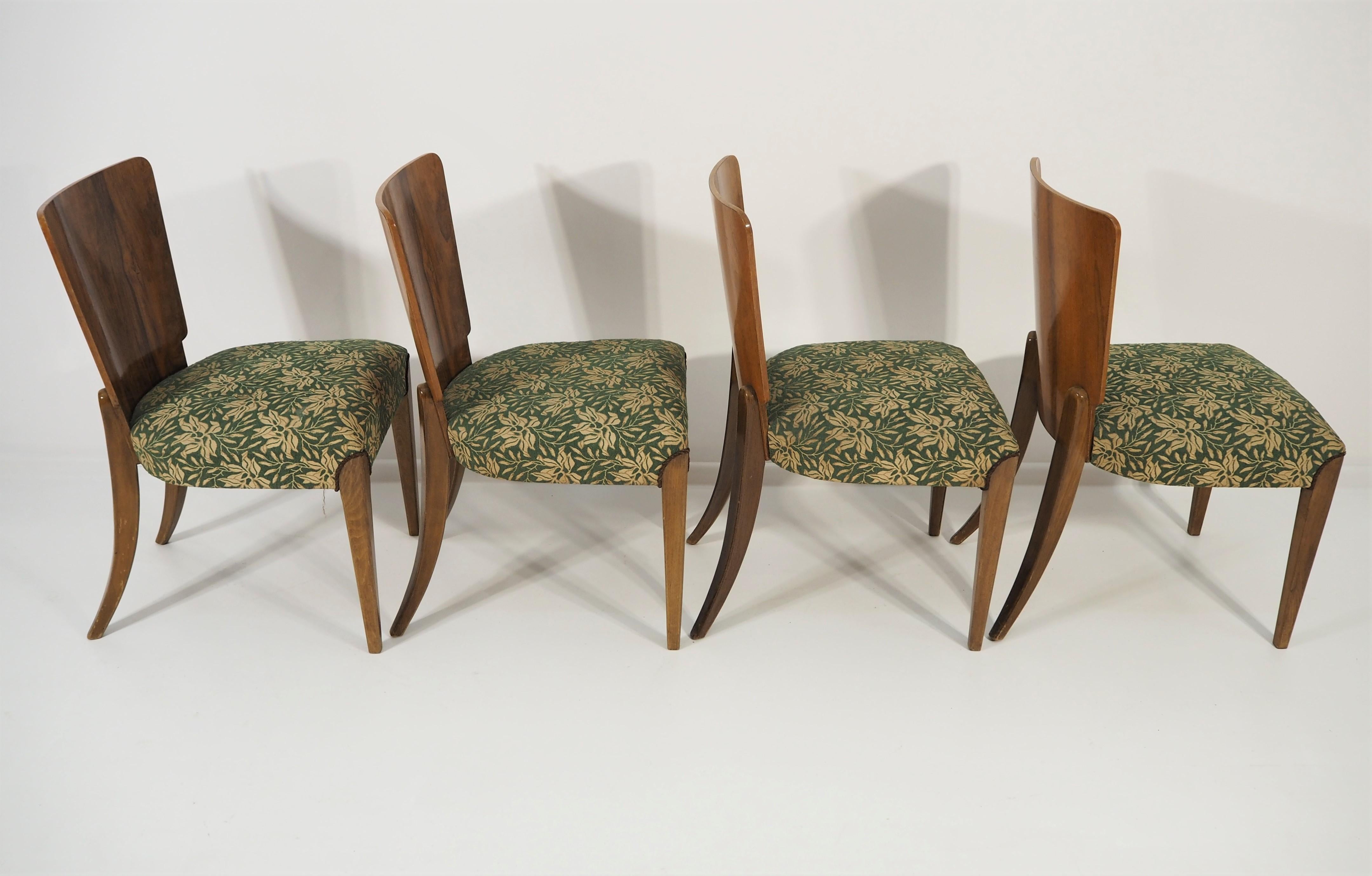 Vintage Art Deco Dining Chairs by Jindřich Halabala, Set of 4 2