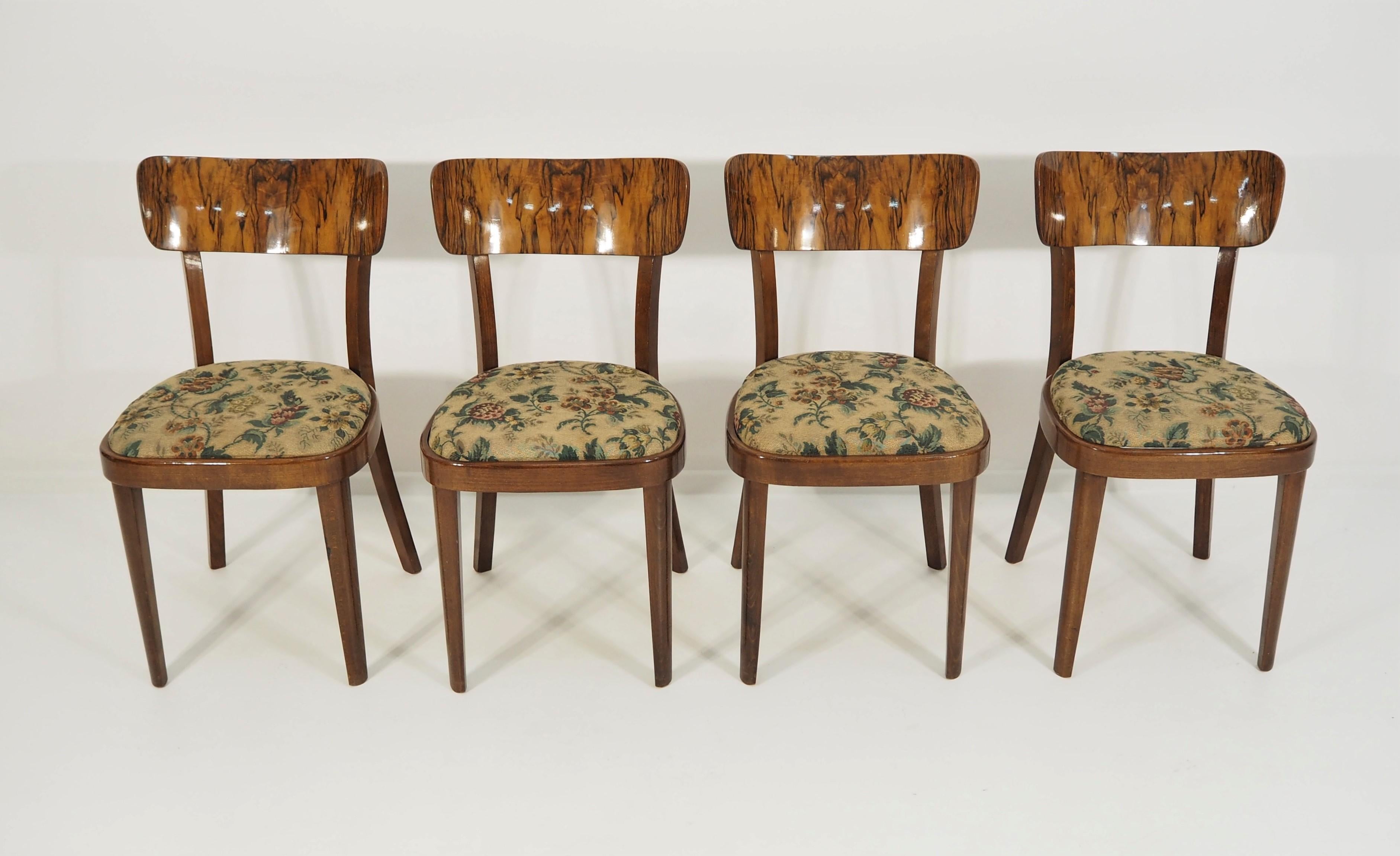 Czech Vintage Art Deco Dining Chairs, circa 1960, Set of 4