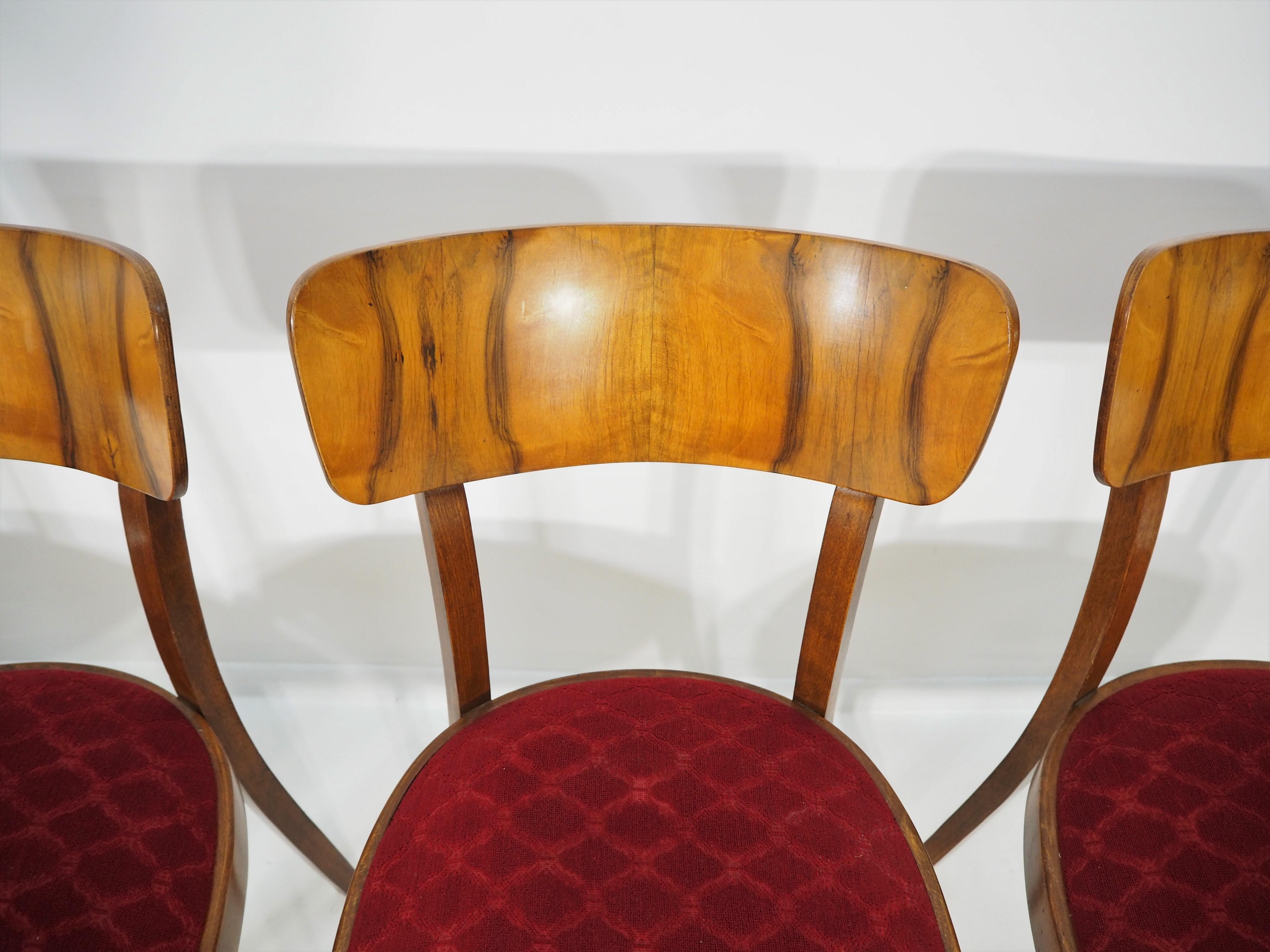 Czech Vintage Art Deco Dining Chairs, circa 1960, Set of 4 For Sale