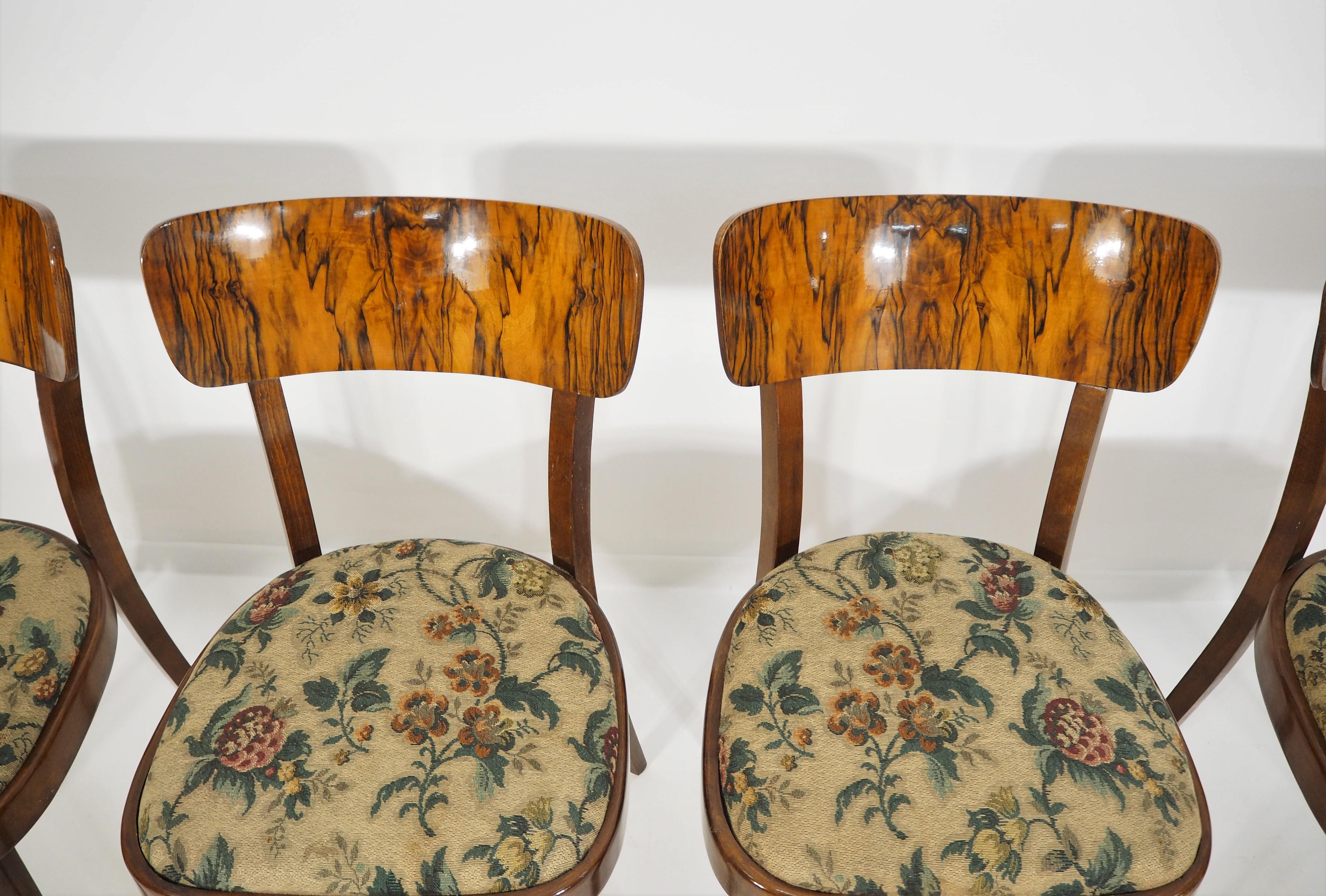 Vintage Art Deco Dining Chairs, circa 1960, Set of 4 In Good Condition In Bielsko Biala, slaskie