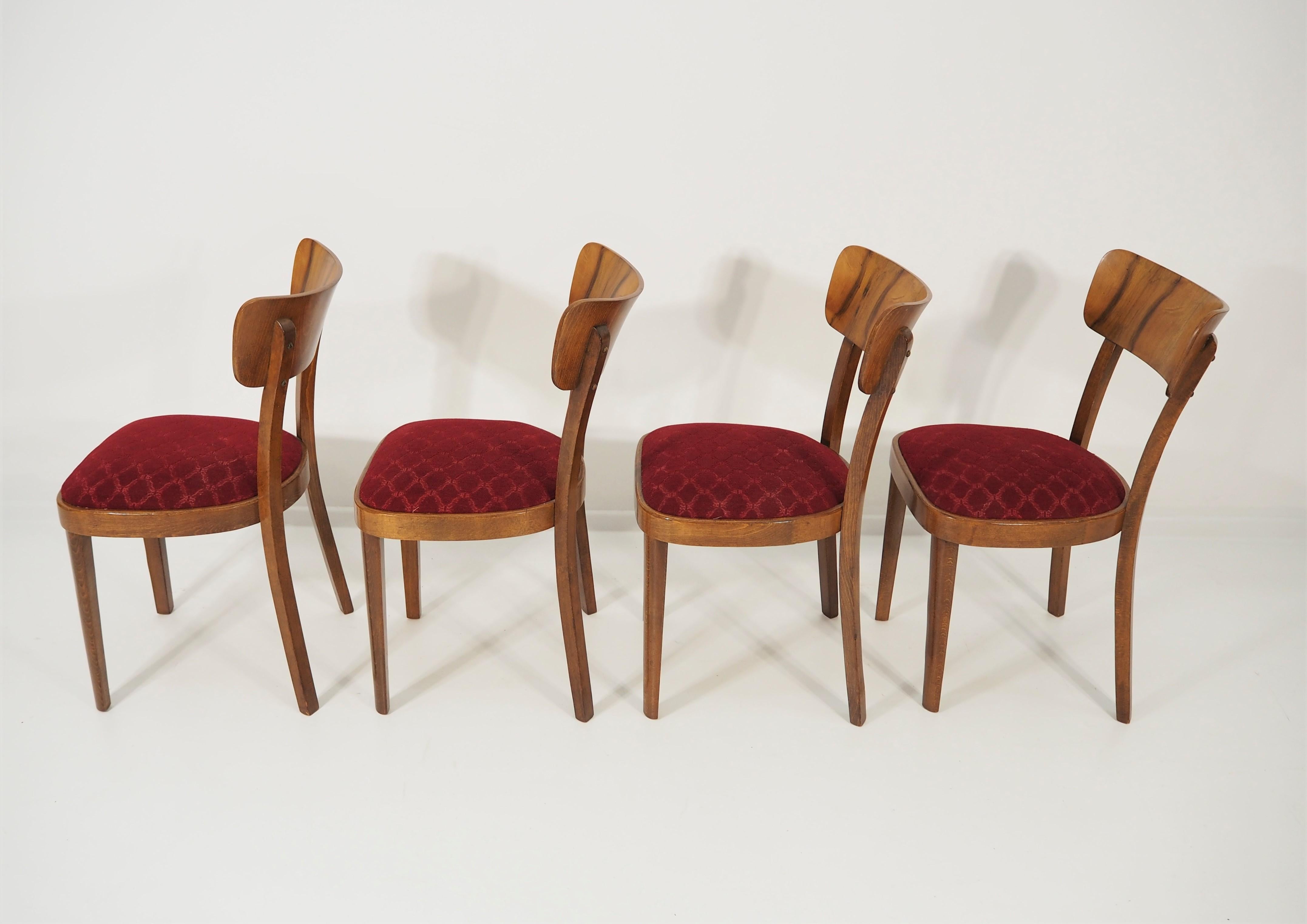 Vintage Art Deco Dining Chairs, circa 1960, Set of 4 In Good Condition For Sale In Bielsko Biala, slaskie