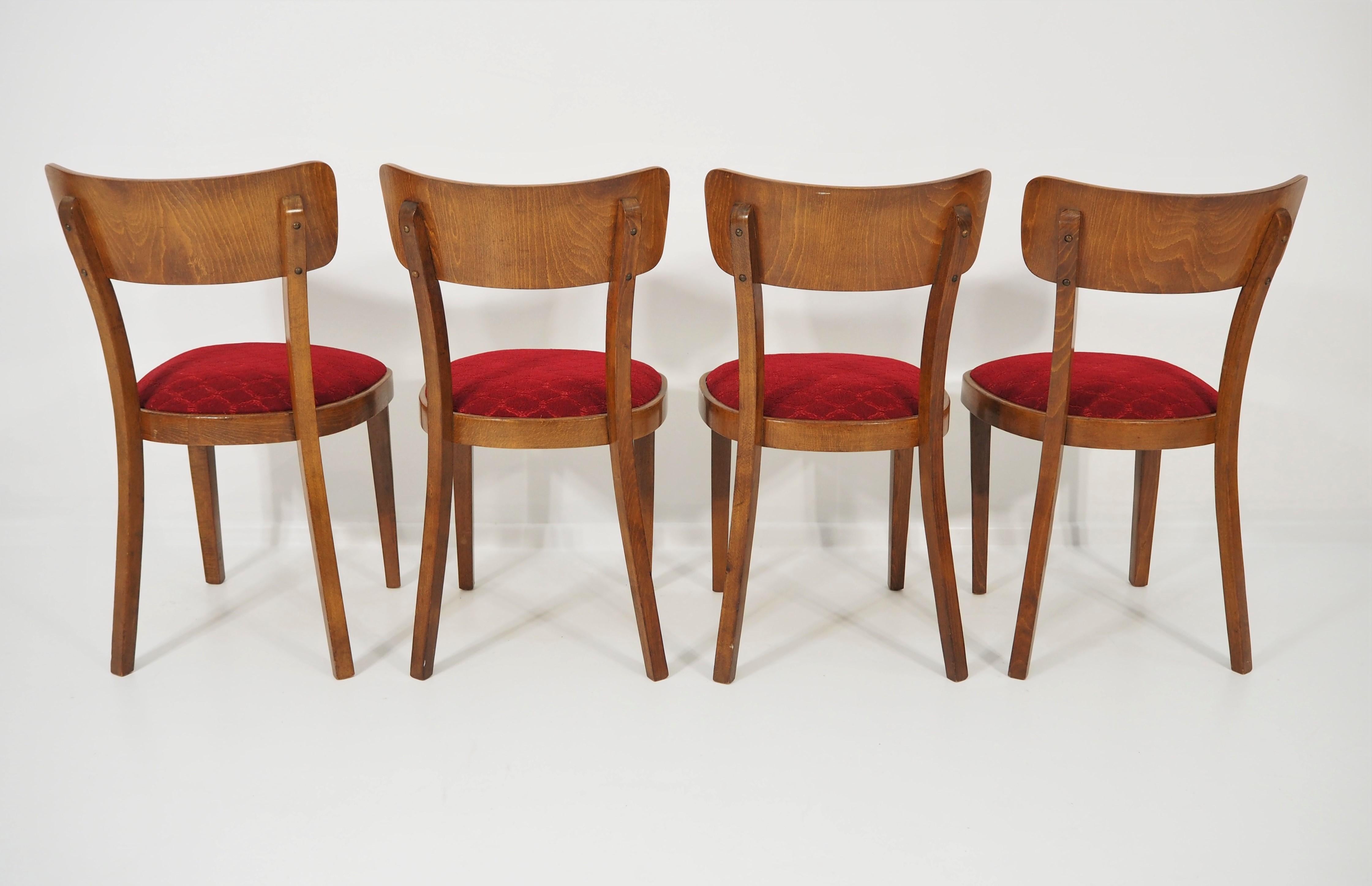 Mid-20th Century Vintage Art Deco Dining Chairs, circa 1960, Set of 4 For Sale