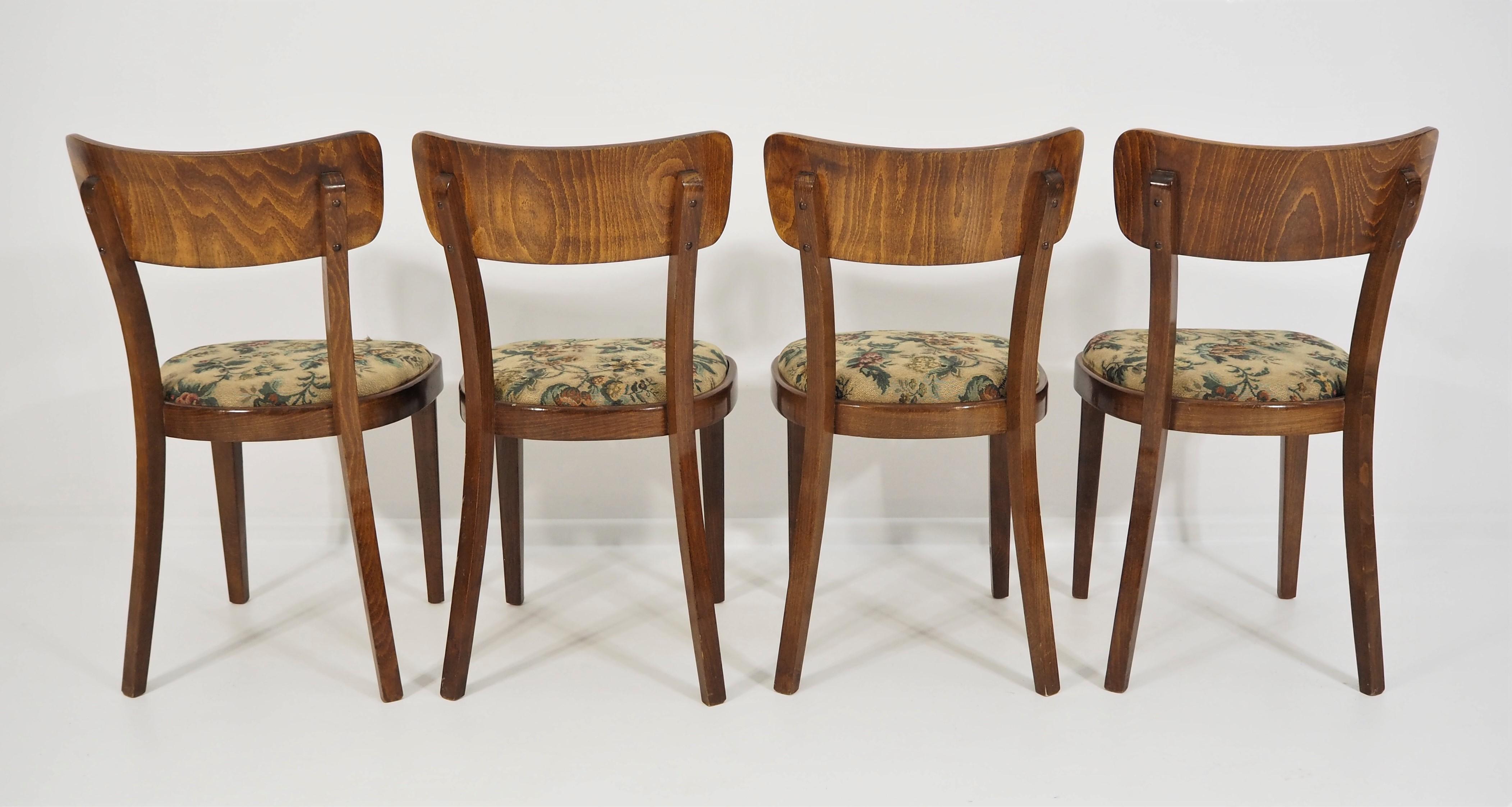 Vintage Art Deco Dining Chairs, circa 1960, Set of 4 1