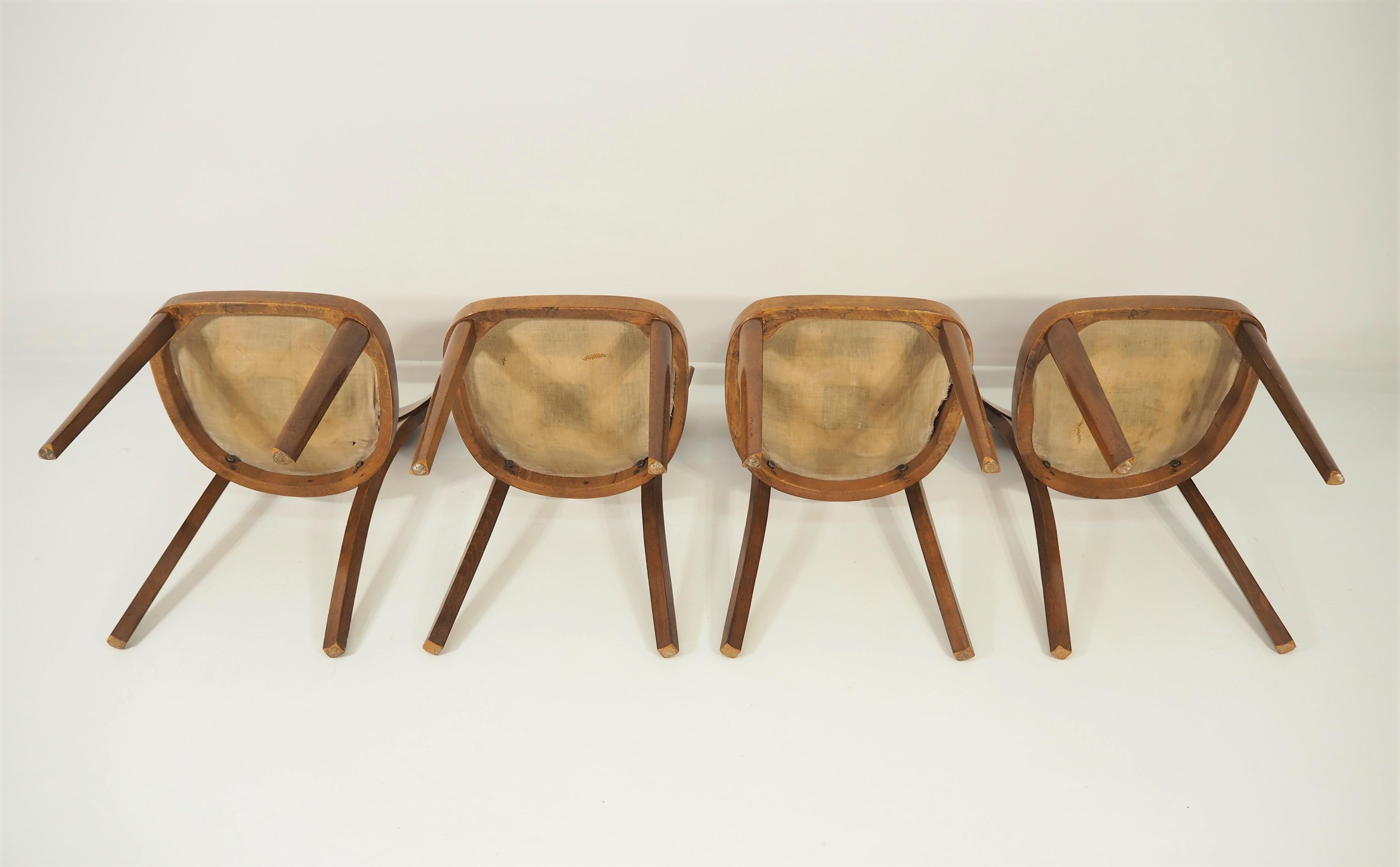 Vintage Art Deco Dining Chairs, circa 1960, Set of 4 For Sale 1