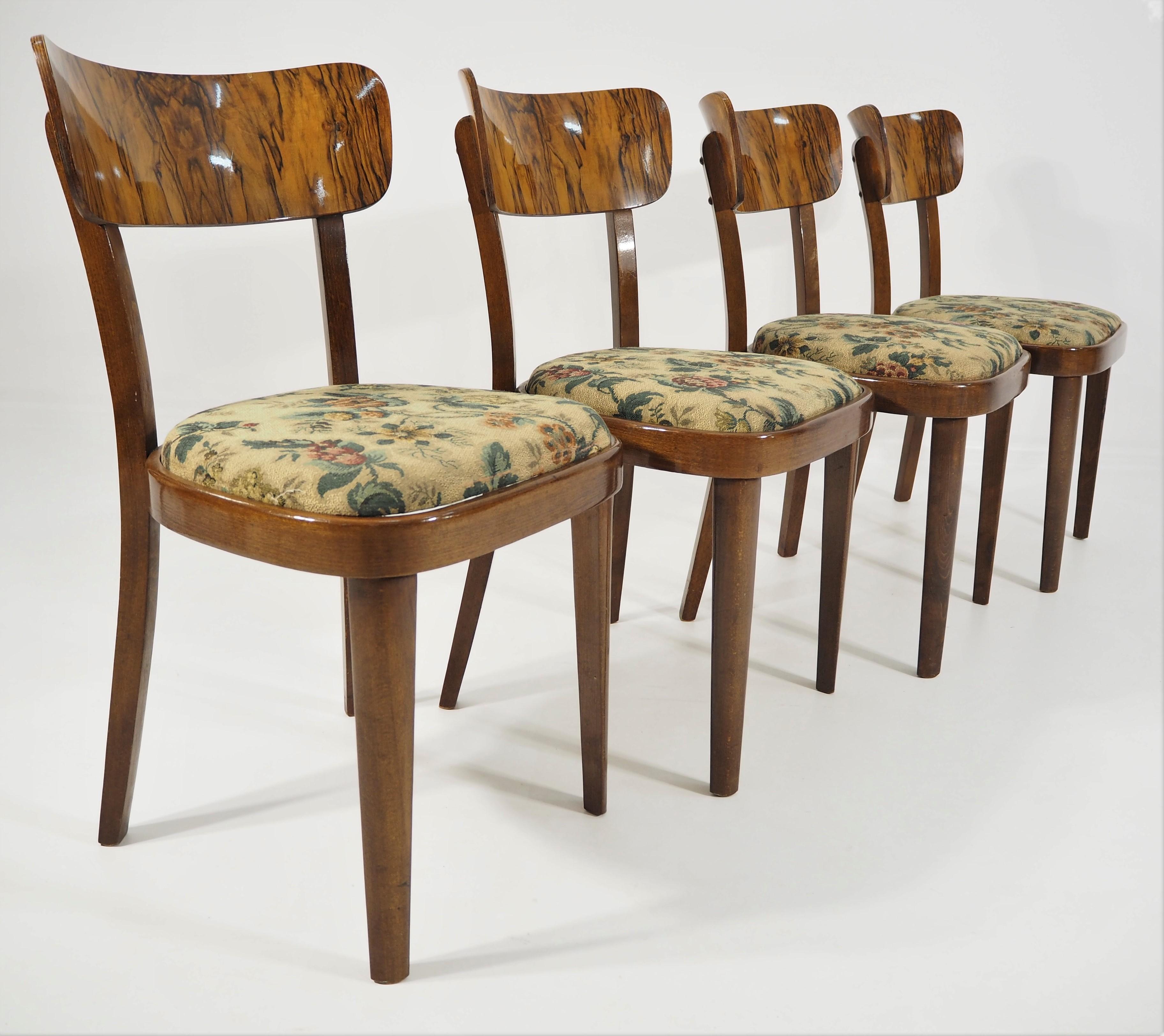 Vintage Art Deco Dining Chairs, circa 1960, Set of 4 2