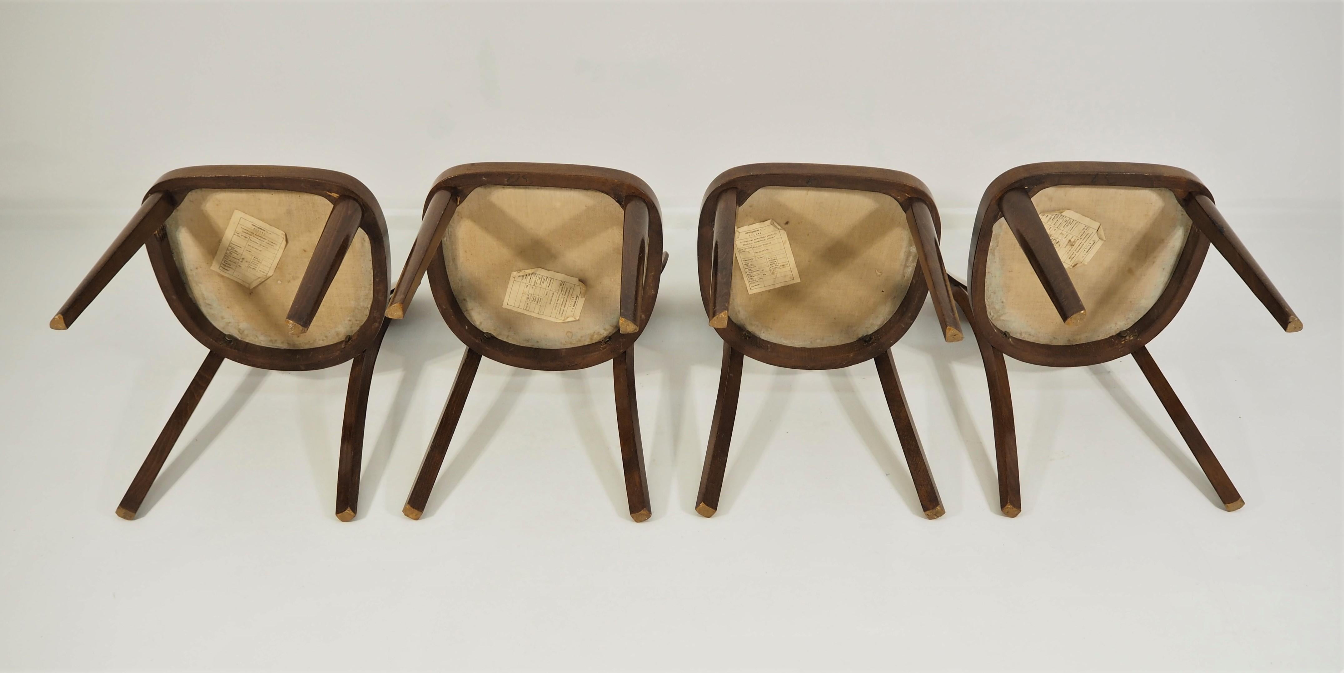 Vintage Art Deco Dining Chairs, circa 1960, Set of 4 3