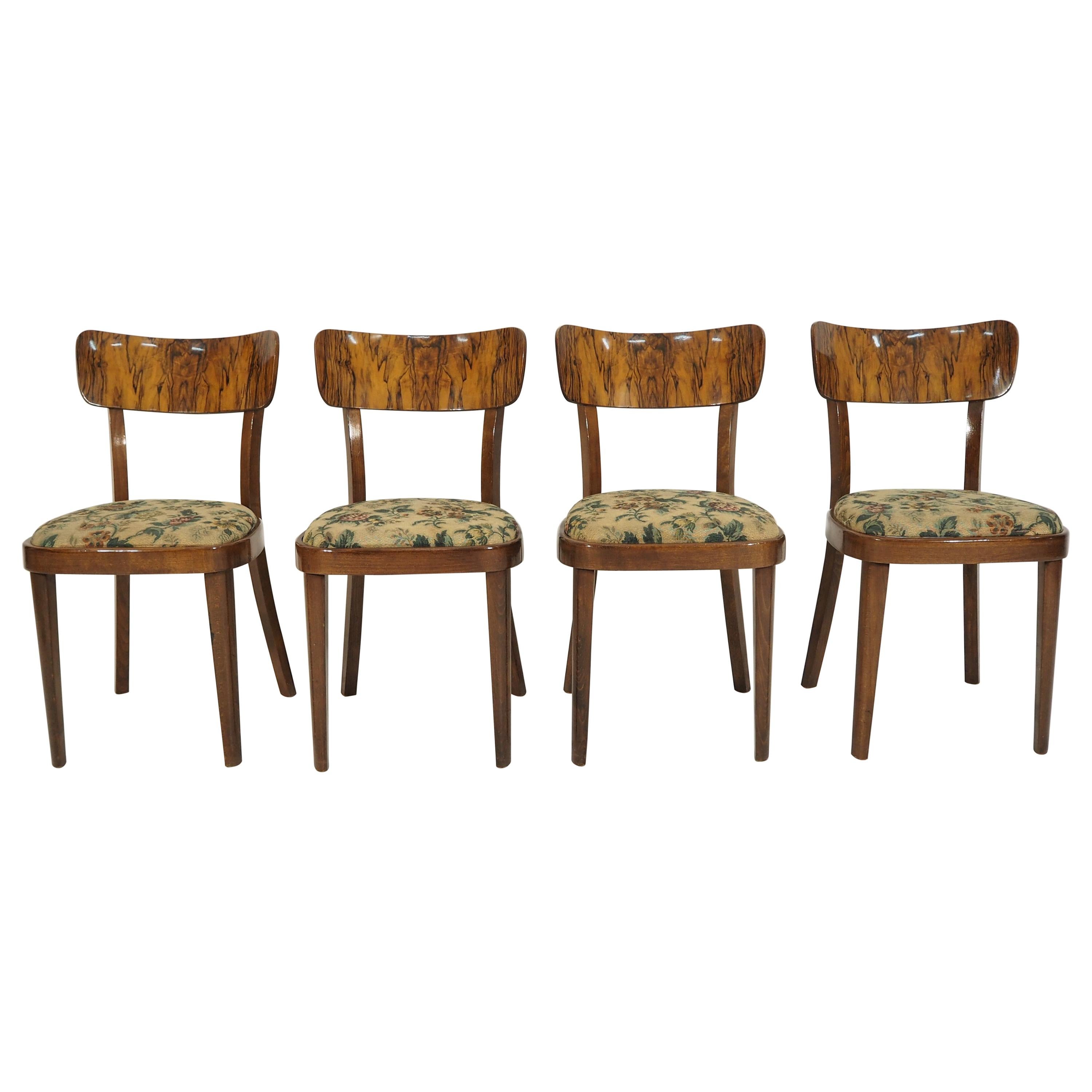 Vintage Art Deco Dining Chairs, circa 1960, Set of 4