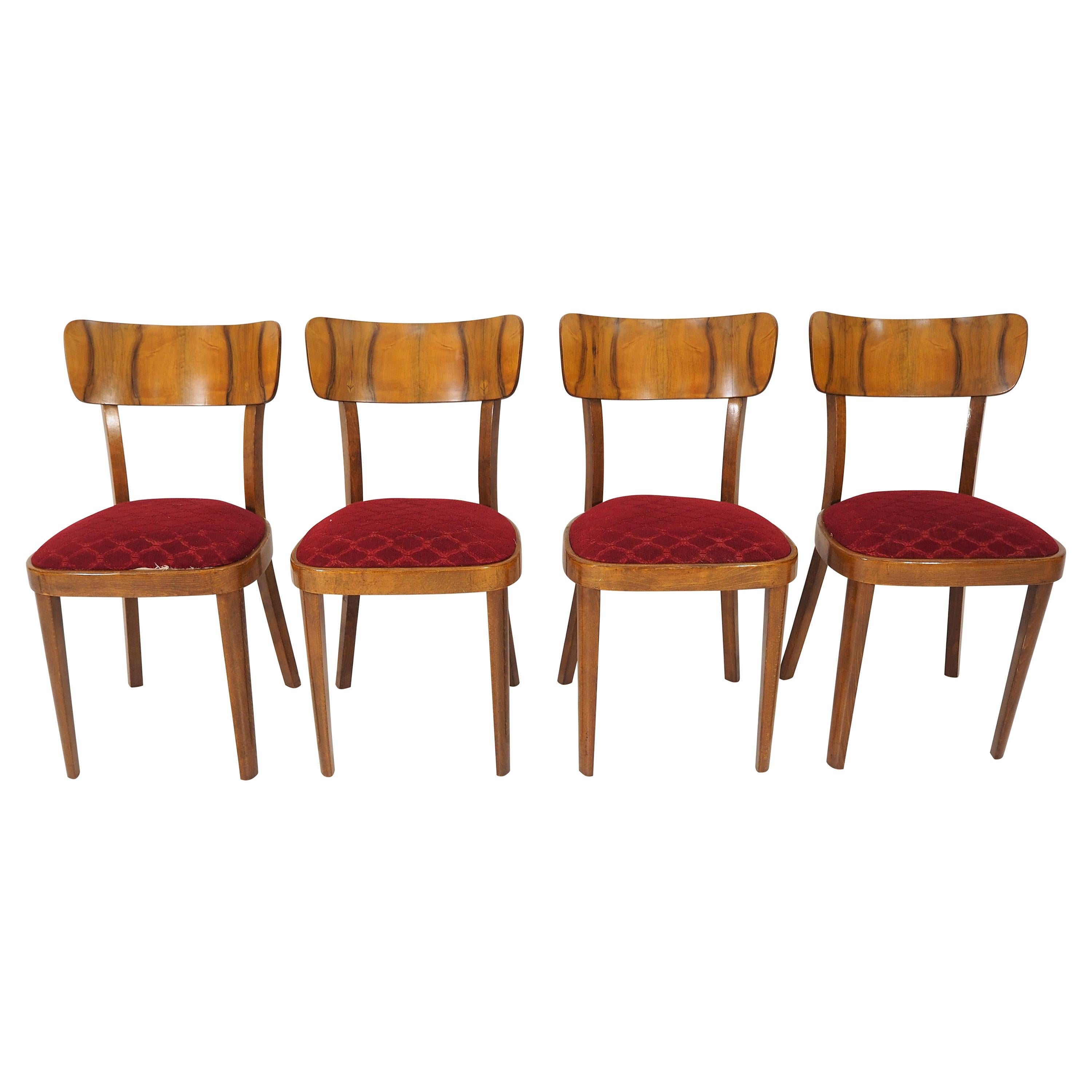Vintage Art Deco Dining Chairs, circa 1960, Set of 4 For Sale