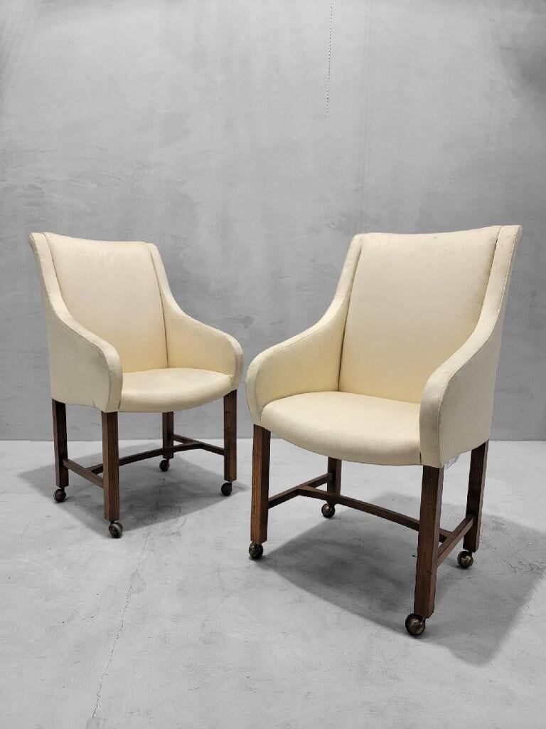 Vintage Art Deco Dining Chairs Styled After Baker Furniture Company - Set 8 In Good Condition For Sale In Chicago, IL