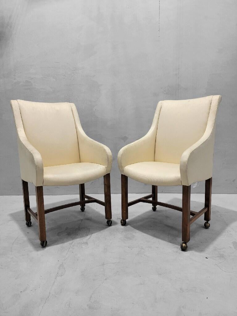 Upholstery Vintage Art Deco Dining Chairs Styled After Baker Furniture Company - Set 8 For Sale