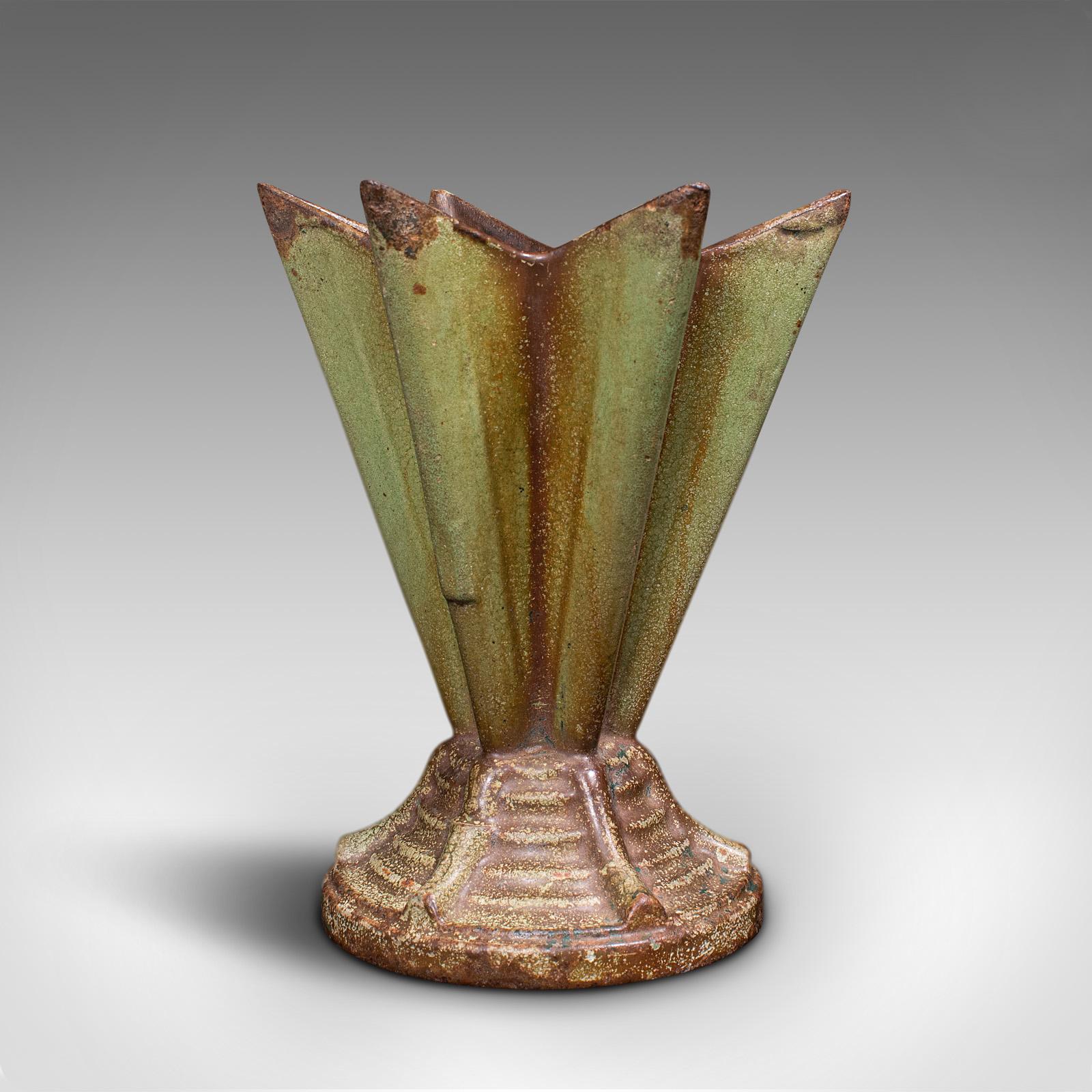 Vintage Art Deco Display Vase, English, Cast Iron, Planter, Jardiniere, C.1930 In Good Condition For Sale In Hele, Devon, GB