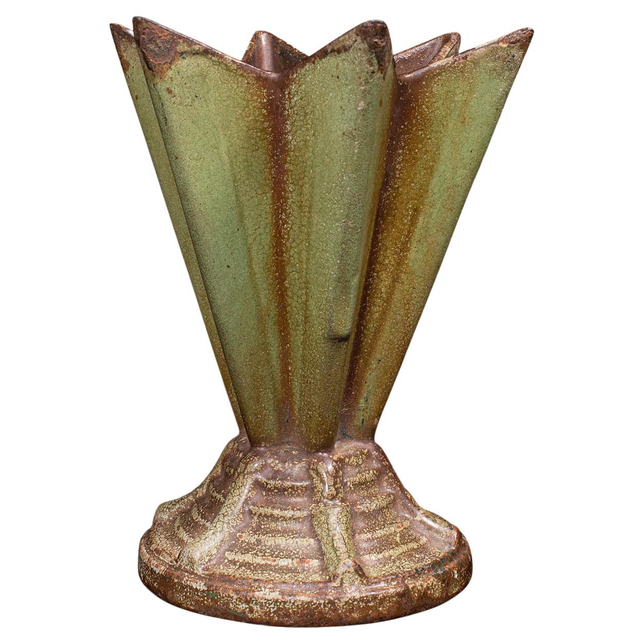 Vase d'exposition Art Déco vintage anglais, fonte, jardinière, vers 1930