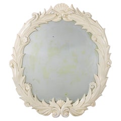 Vintage Art Deco Distressed Plaster Mirror Round Foliate Frame Style Serge Roche