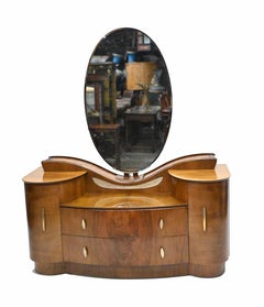 Coiffeuse Art Déco vintage avec miroir, 1930