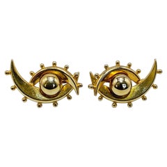 Vintage Art Deco Earrings in Gold Plated Metal, 1930s