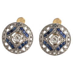Vintage Art Deco earrings with diamonds and sapphires, Western Europe, circa 194