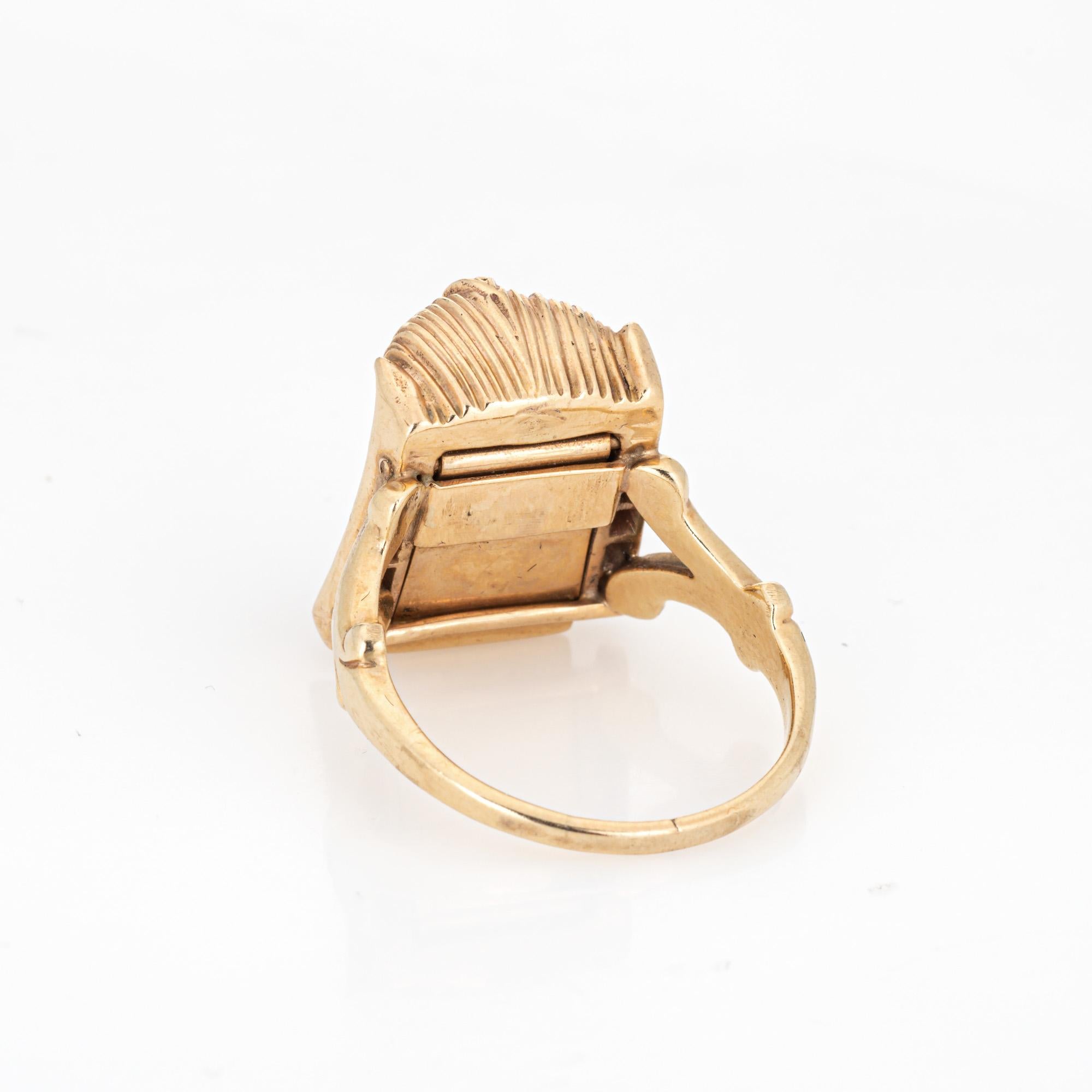 Vintage Art Deco Ägyptisches Revival Ring Pharaoh Jaspis Diamant 14k Gelbgold   im Zustand „Gut“ im Angebot in Torrance, CA