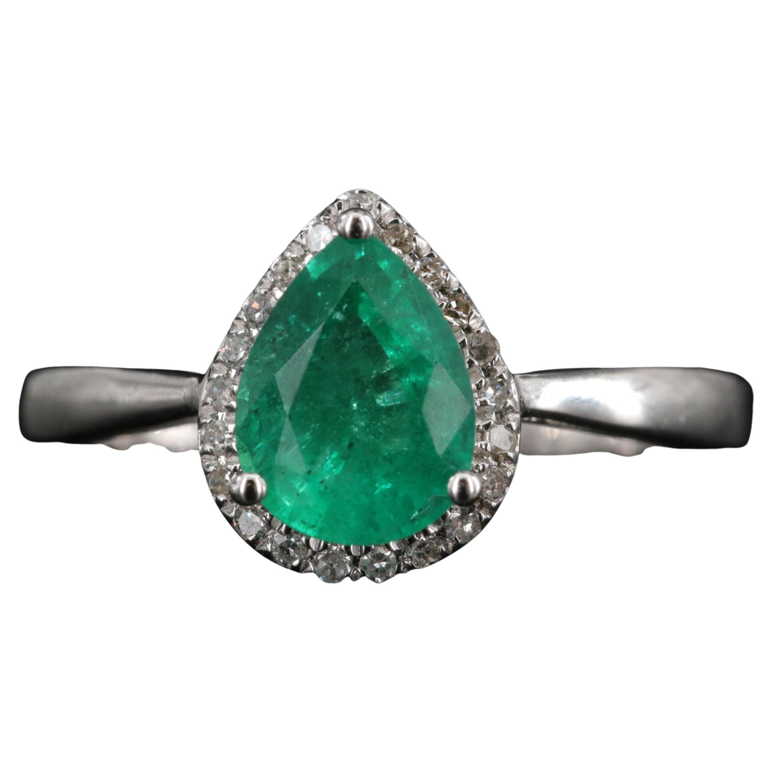 Customizable Vintage Emerald and Diamond Engagement Ring Art Deco