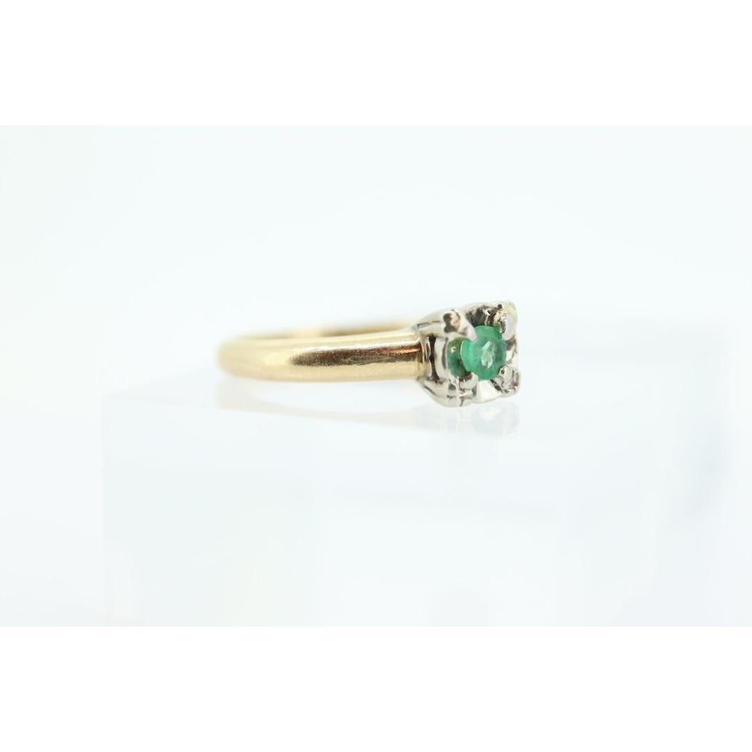 Anillo Art Decó Vintage de filigrana con solitario de esmeralda. Cuadrado de esmeralda de oro de 14k en venta 6