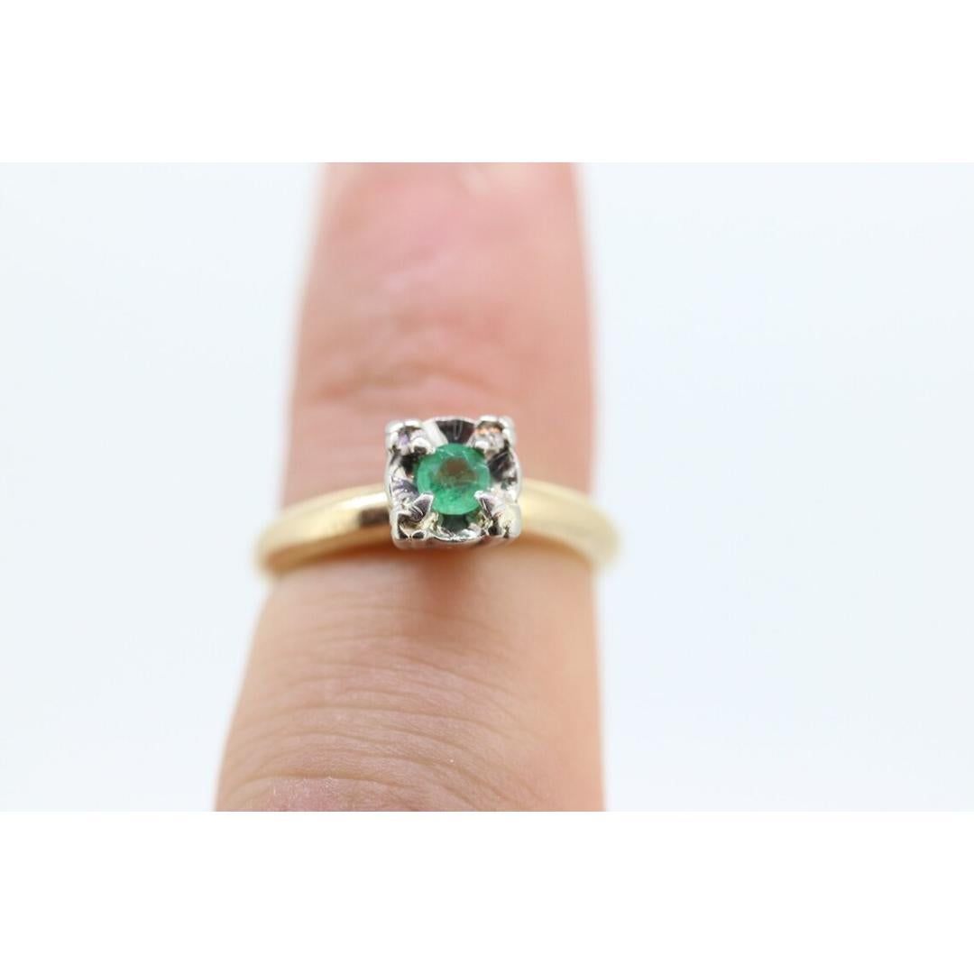 De las mujeres Anillo Art Decó Vintage de filigrana con solitario de esmeralda. Cuadrado de esmeralda de oro de 14k en venta
