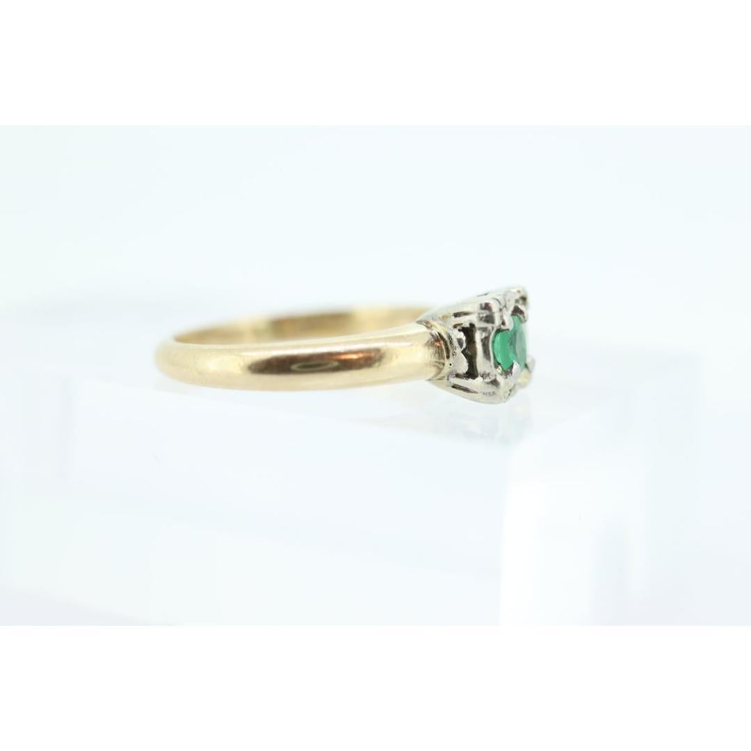 Anillo Art Decó Vintage de filigrana con solitario de esmeralda. Cuadrado de esmeralda de oro de 14k en venta 2