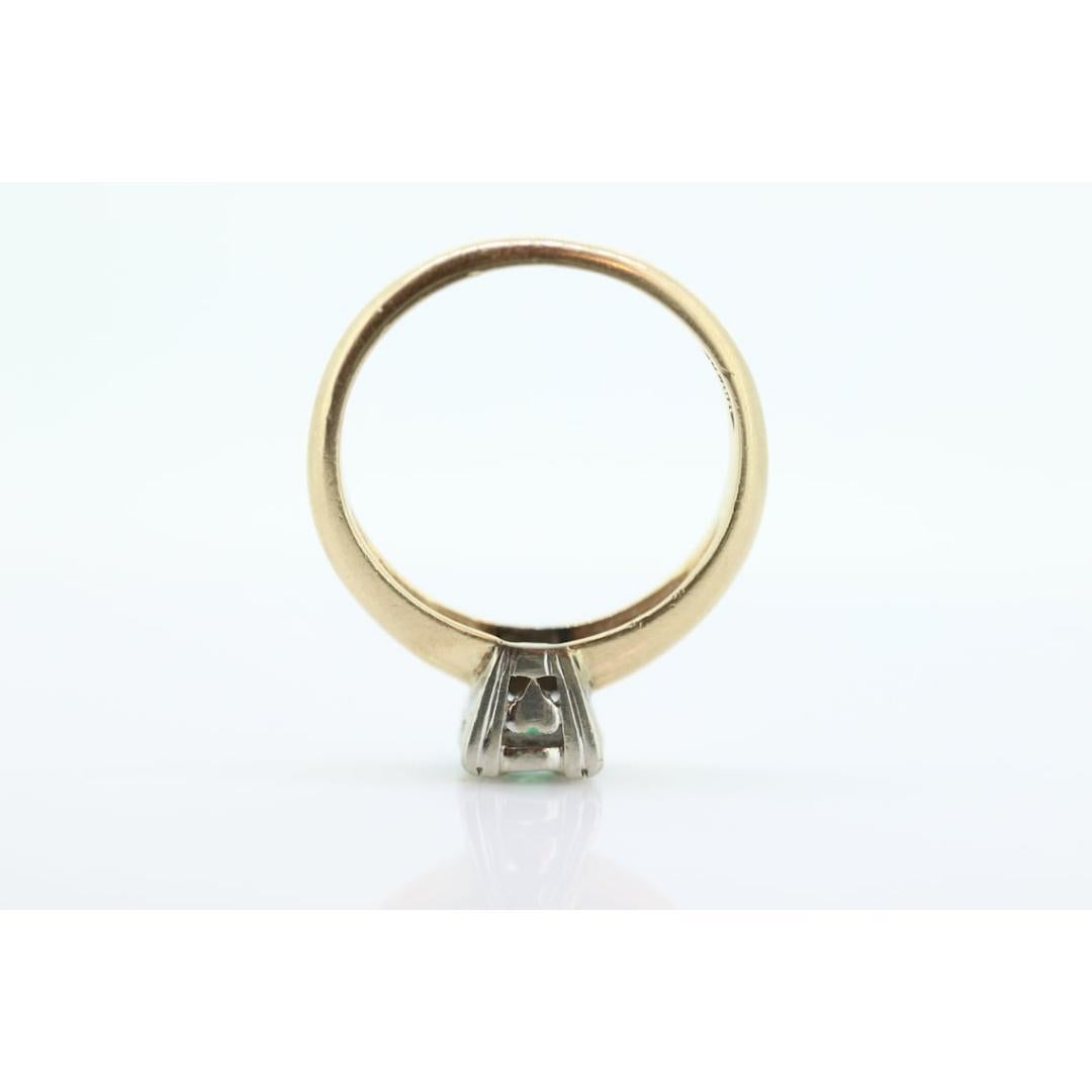 Anillo Art Decó Vintage de filigrana con solitario de esmeralda. Cuadrado de esmeralda de oro de 14k en venta 3