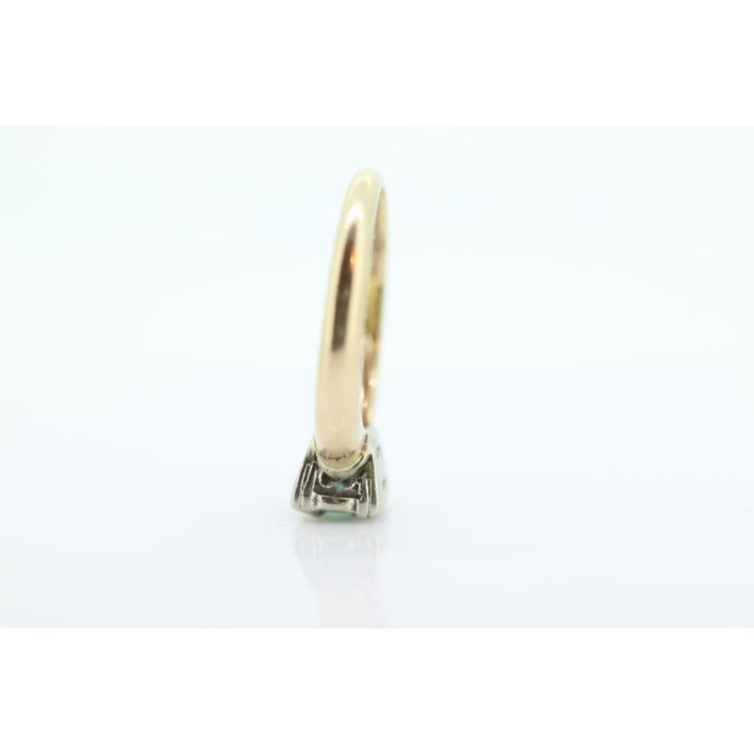 Anillo Art Decó Vintage de filigrana con solitario de esmeralda. Cuadrado de esmeralda de oro de 14k en venta 5
