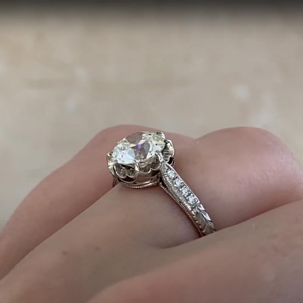 Anillo de compromiso de diamantes europeos antiguos Art Decó (aprox. 1,50 quilates), platino Corte europeo antiguo en venta