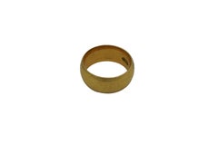 Vintage Art Deco English 18 Karat Yellow Gold Cigar Style Dome Wedding Band Ring