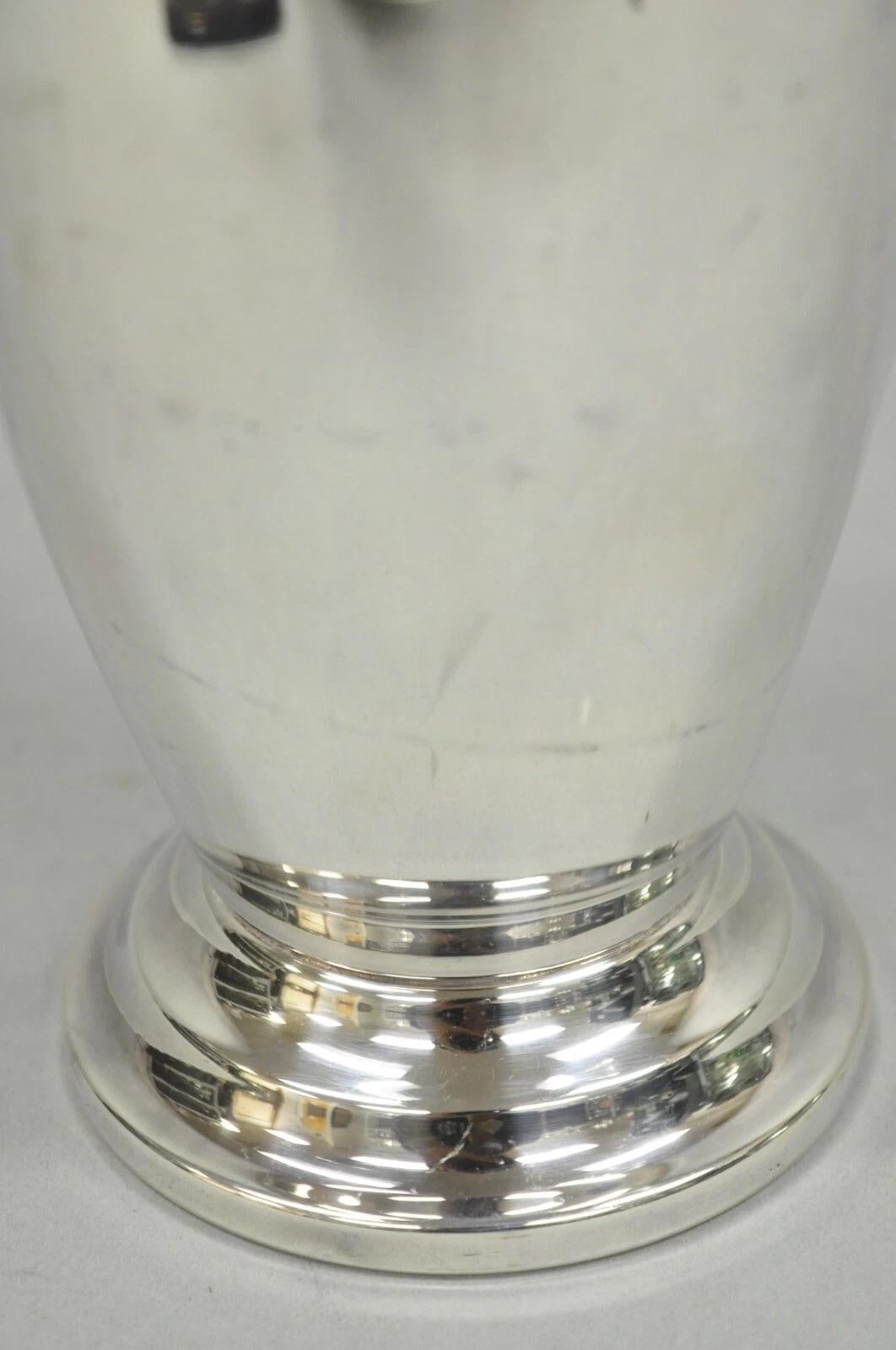 Vintage Art Deco English Silver Mg Silver Plated Martini Cocktail Shaker Pitcher For Sale 1