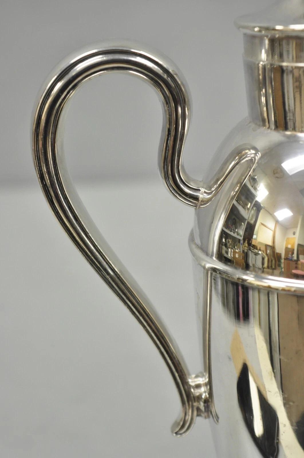 Vintage Art Deco English Silver Mg Silver Plated Martini Cocktail Shaker Pitcher For Sale 4