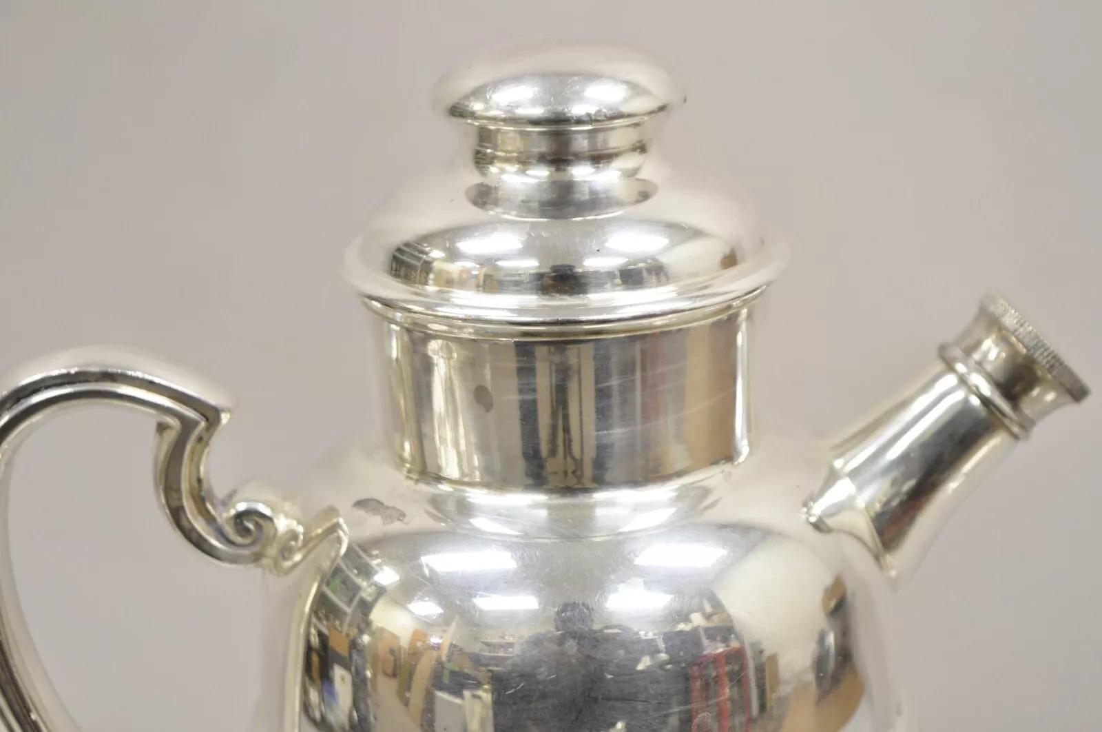 Vintage Art Decó Jarra coctelera inglesa victoriana plateada para Martini Victoriano