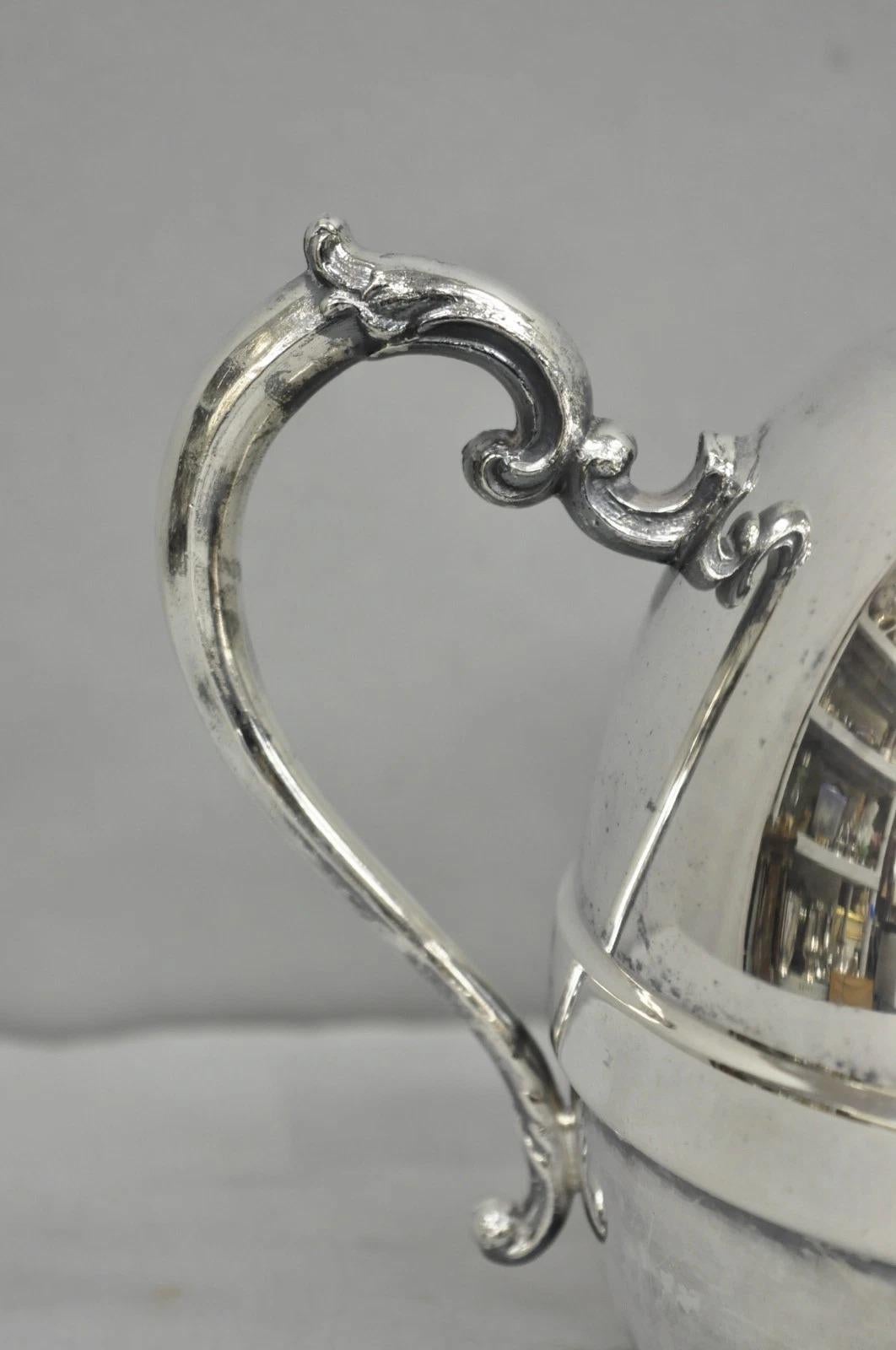 Vintage Art Deco E.P. Copper Silver Plated Bulbous Water Pitcher Jug w/ Handle For Sale 1