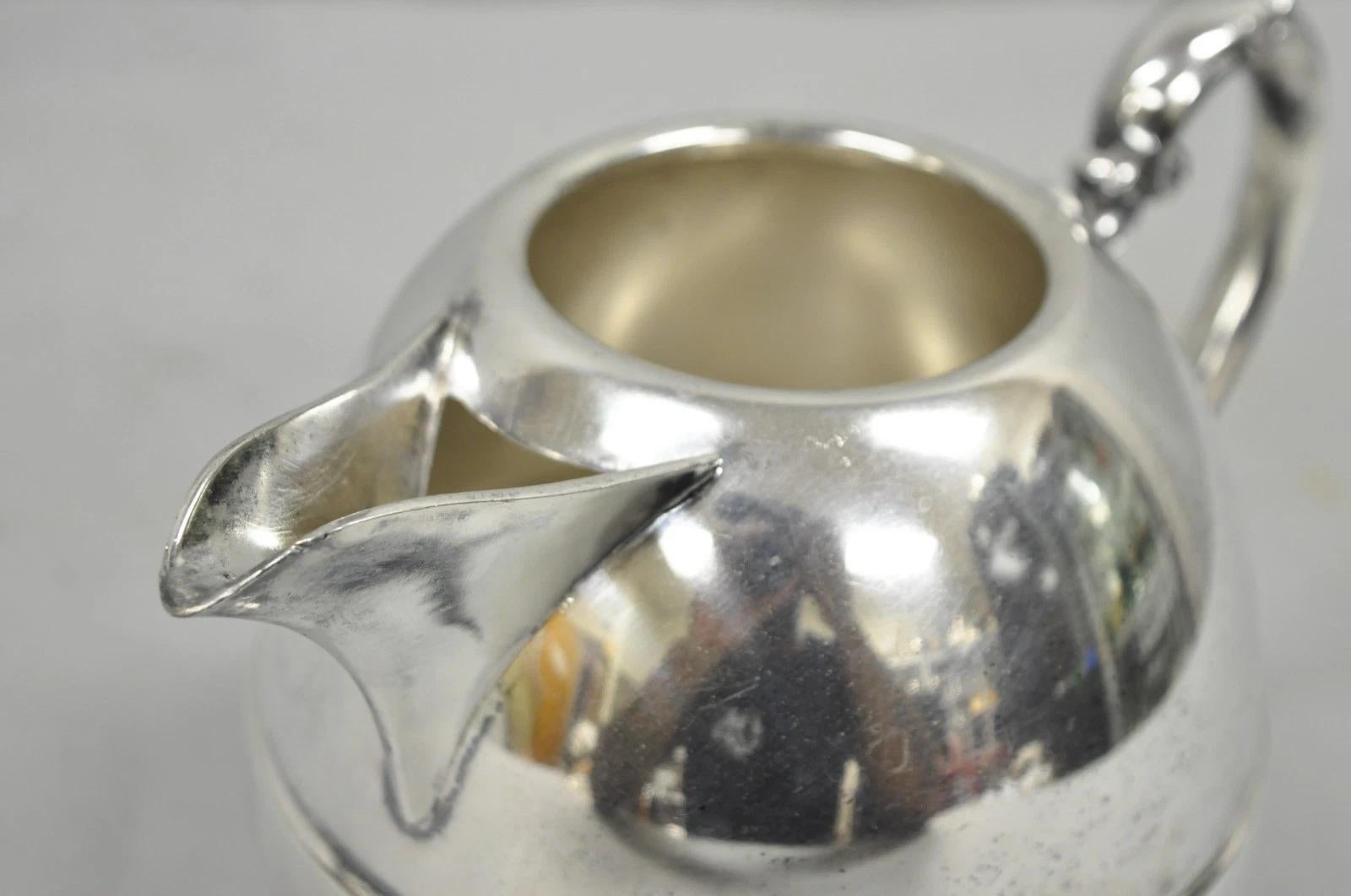 Vintage Art Deco E.P. Copper Silver Plated Bulbous Water Pitcher Jug w/ Handle For Sale 2