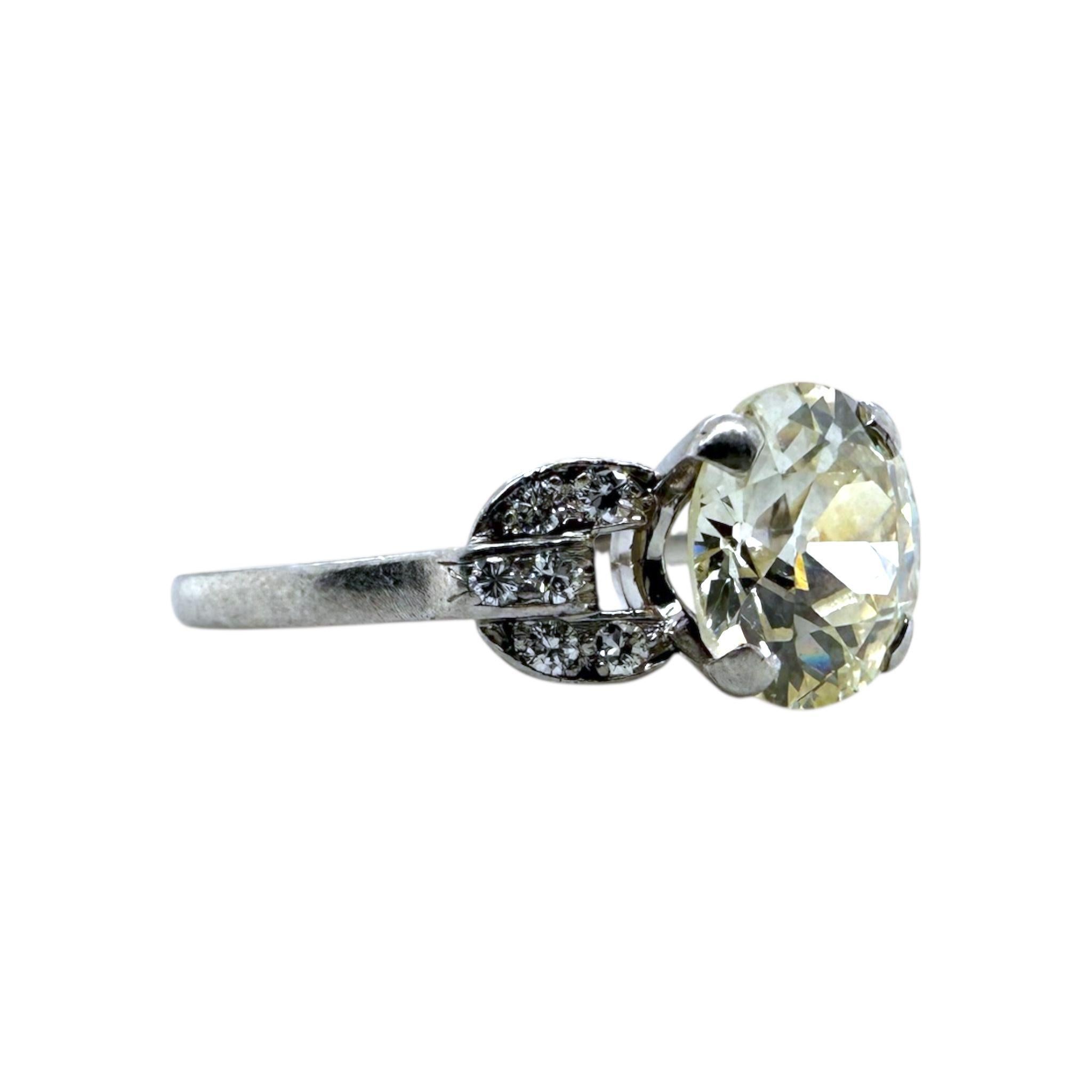 Anello di fidanzamento con diamante d'epoca in stile Art Deco da 2,19 carati con taglio europeo GIA In condizioni buone in vendita a Montgomery, AL