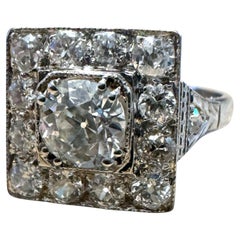 Vintage Art Deco Era 2.3 Carat Old Cut Diamond Halo Ring