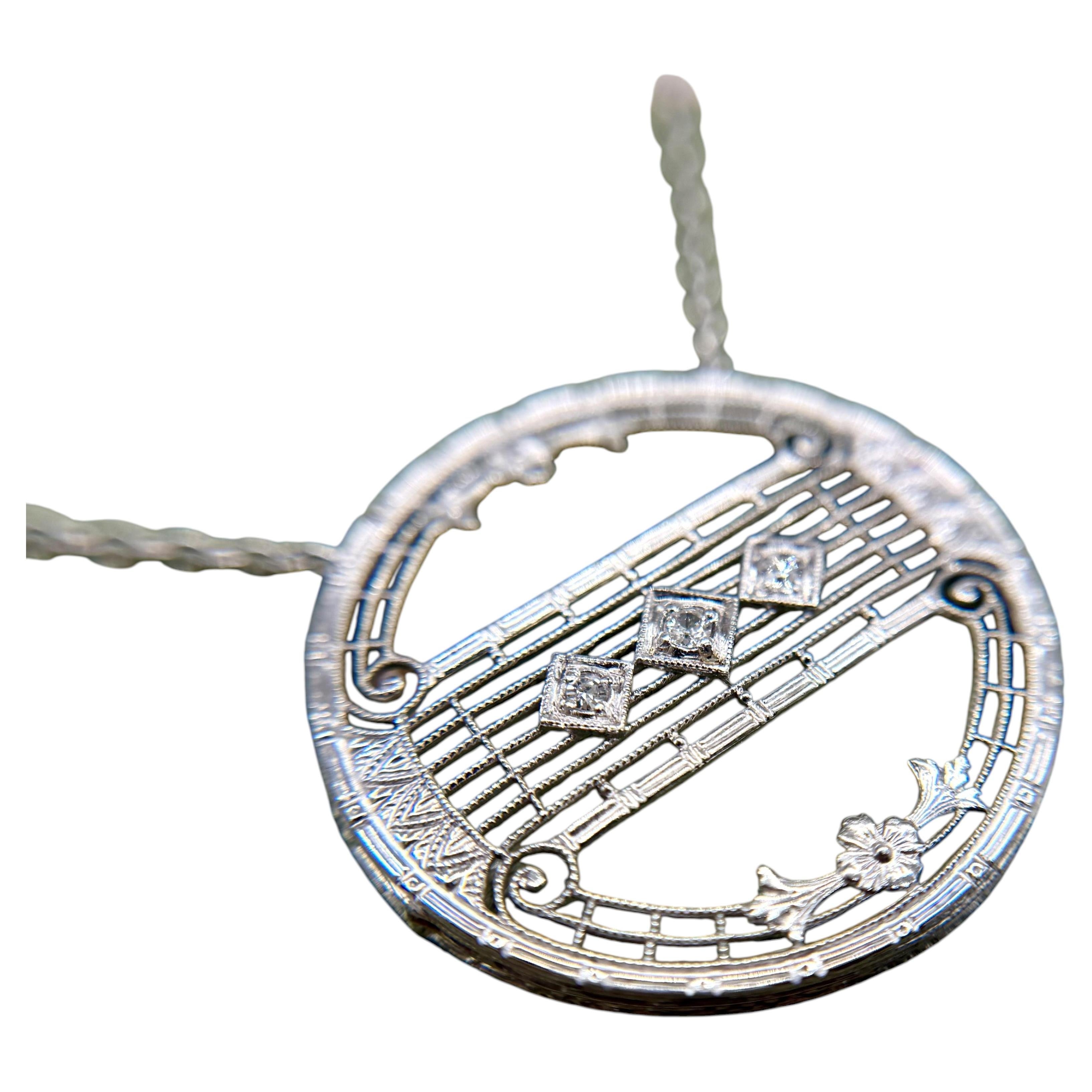 Vintage Art Deco Era Brooch Conversion Necklace