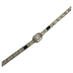 Vintage Art Deco Era Filigree Bracelet 14K White Gold