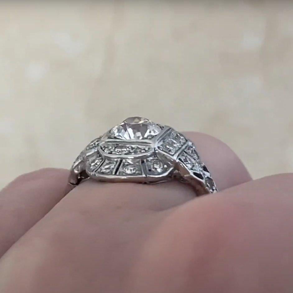 De las mujeres Anillo de diamantes europeos antiguos de la época Art Déco Vintage (aprox. 0,9 quilates), platino en venta