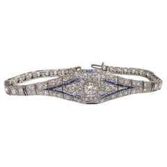 Vintage Art Deco Ära Platin Diamant & Saphir Armband