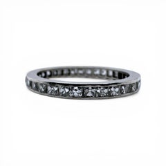 Vintage Art Deco Era Platinum French Cut Diamond Eternity Band Size 6.25