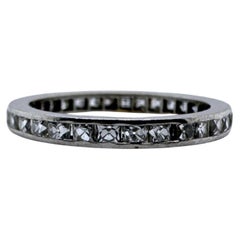 Vintage Art Deco Era Platinum French Cut Diamond Eternity Band Size 6.25