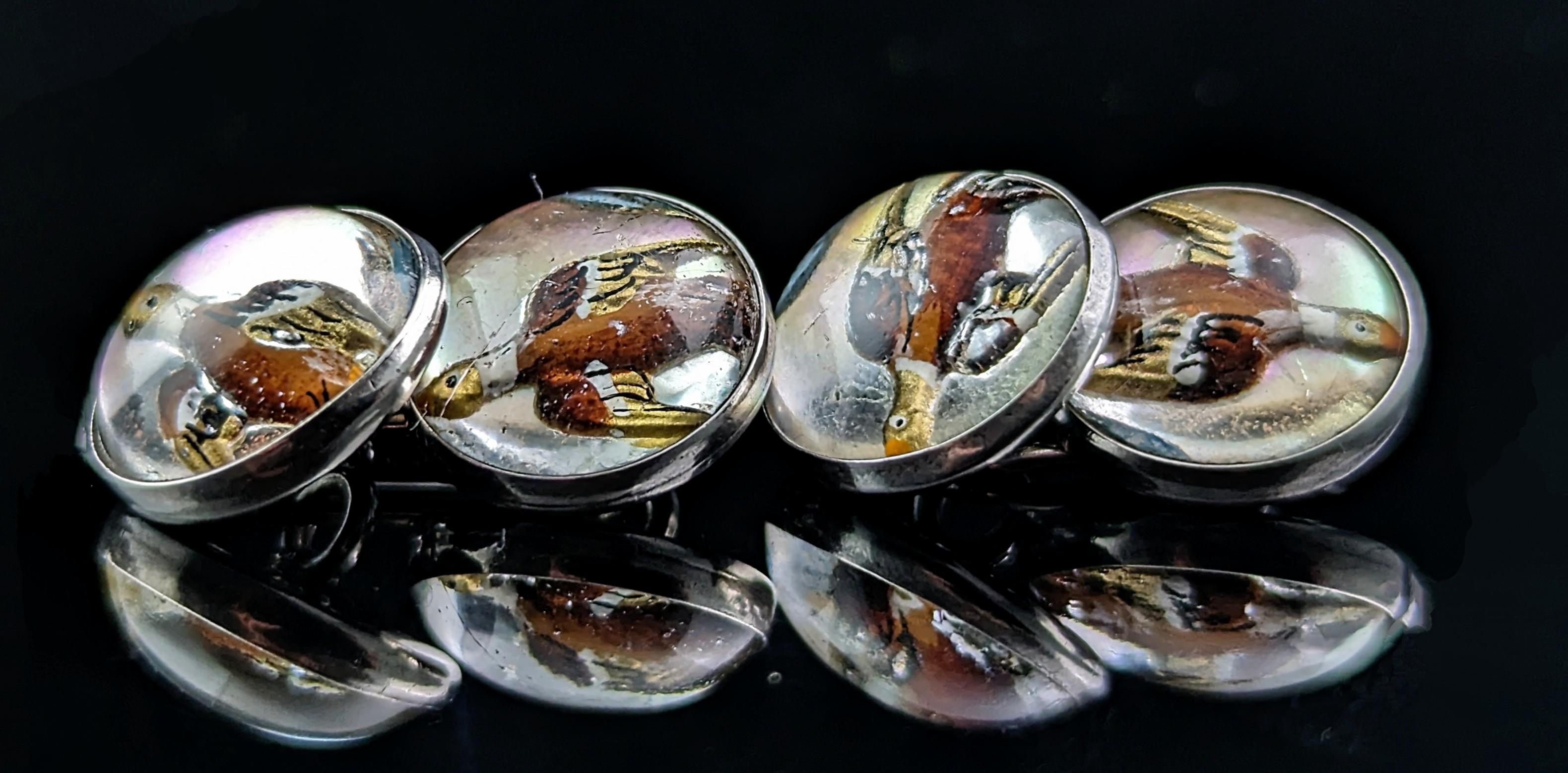 Vintage Art Deco Essex crystal Duck cufflinks, sterling silver  For Sale 5