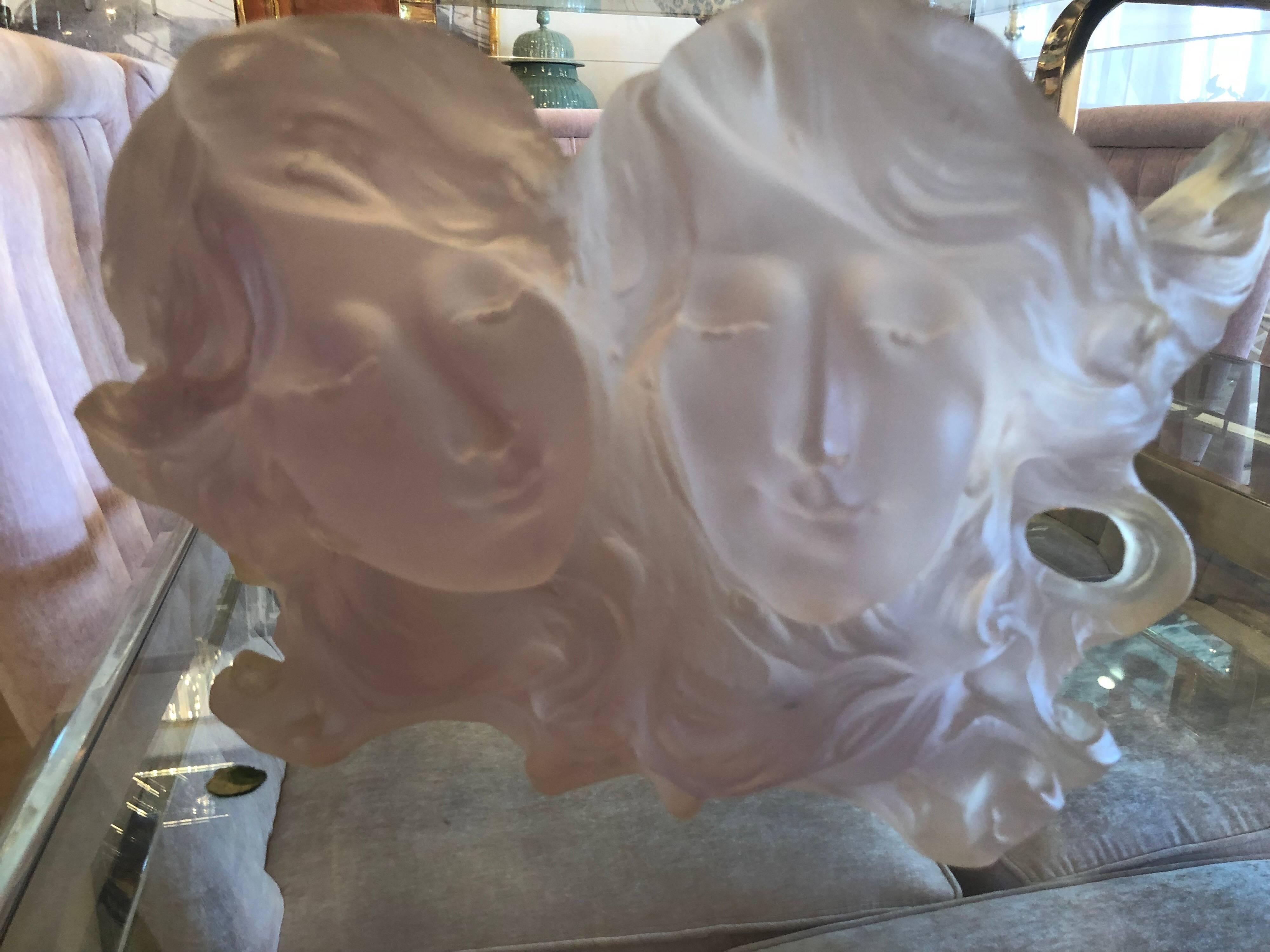 Vintage Art Deco Face Vase Pot Pink Composition Ladies In Good Condition For Sale In West Palm Beach, FL