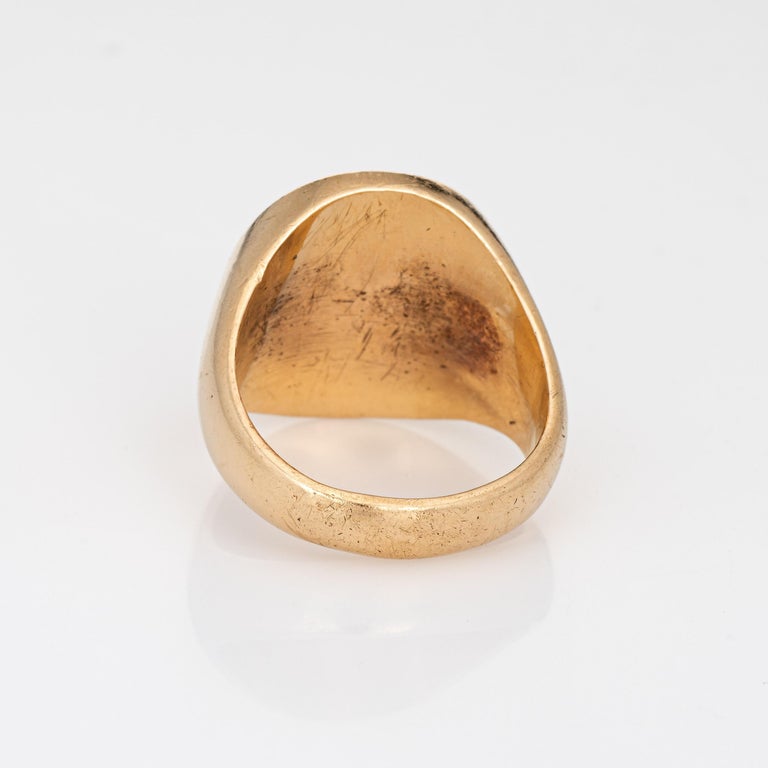 vintage art deco family crest signet ring heavy 14k yellow gold jewelry for sale at 1stdibs vintage art deco family