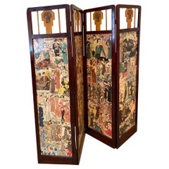 Vintage Art Deco Fashion 4 Panel Screen