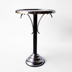 Vintage Art Deco Faux Tortoiseshell Glass And Chrome Side Table, C. 1930s